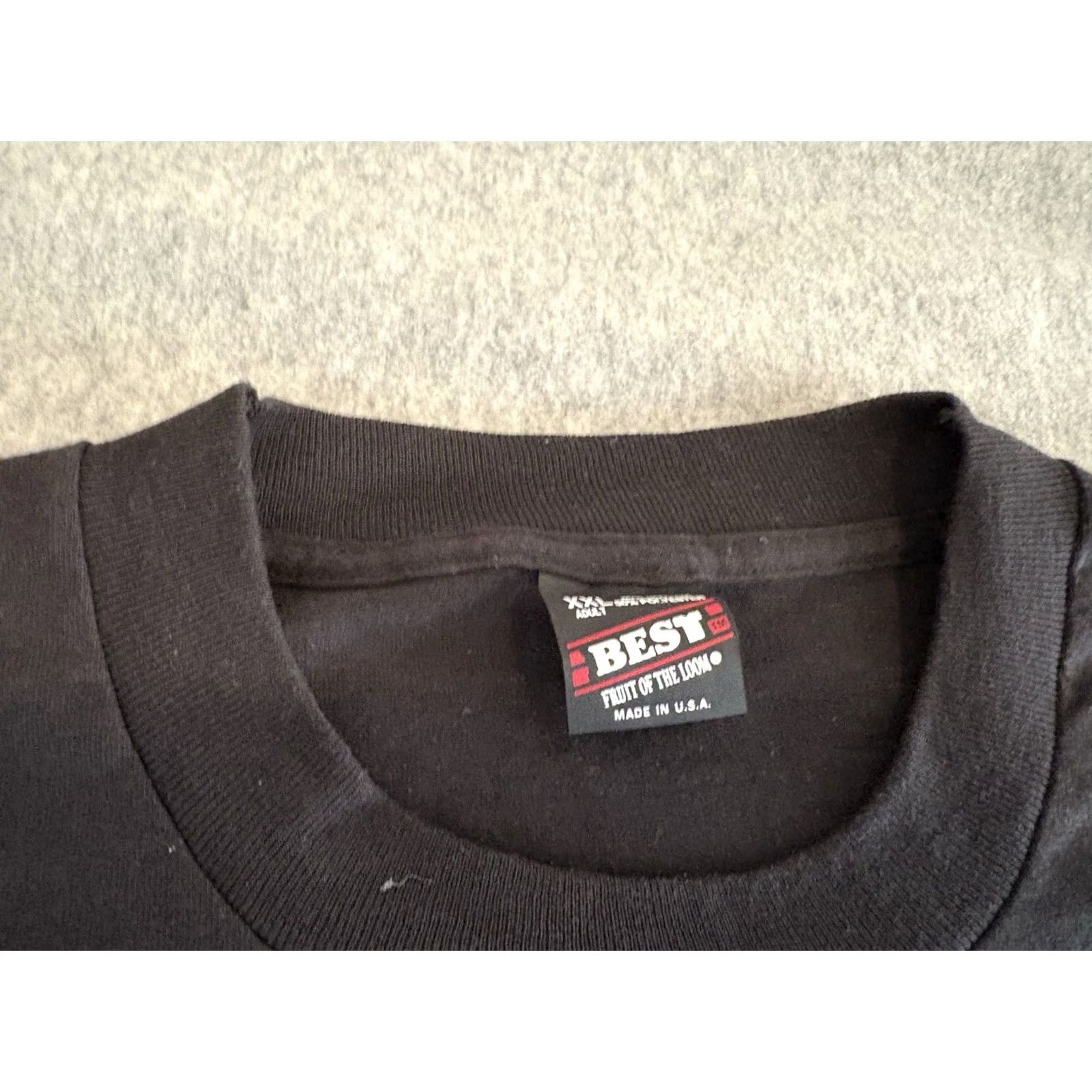 Fruit Of The Loom VINTAGE 1990s Fruit of the Loom Black Tee Shirt Mens 2XL 2XL Short Sleeve Crew Neck USA Size US XXL / EU 58 / 5 - 2 Thumbnail