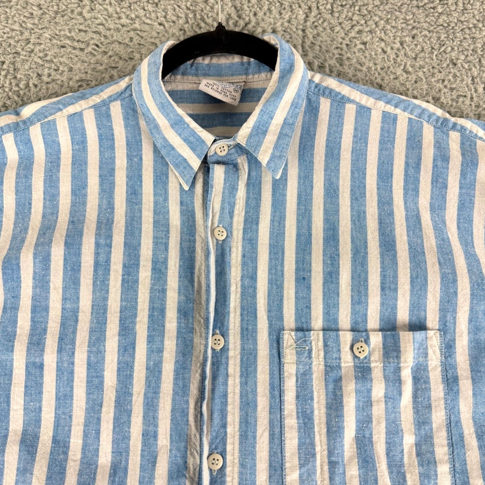 CO VINTAGE Cucamonga Clothing Co Button Up Shirt Mens M Blue Striped Cotton Shirt Mens Medium Blue Striped Vintage Cotton Size US M / EU 48-50 / 2 - 2 Thumbnail
