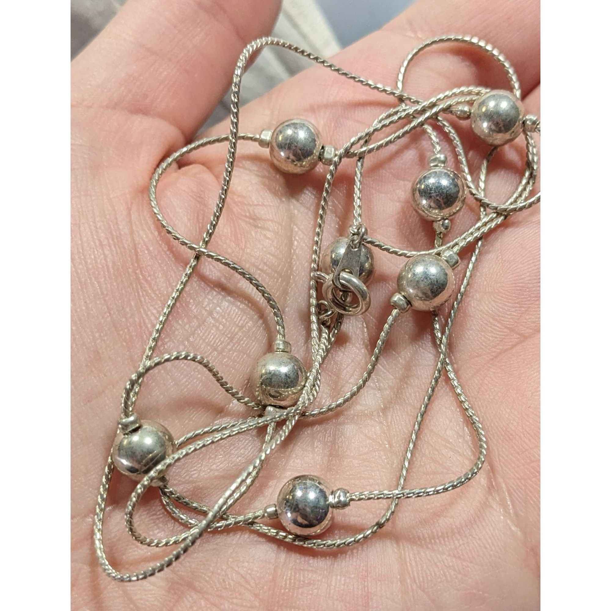 Other Modern Silver Tone Ball Beaded Station Necklace Size ONE SIZE - 5 Thumbnail