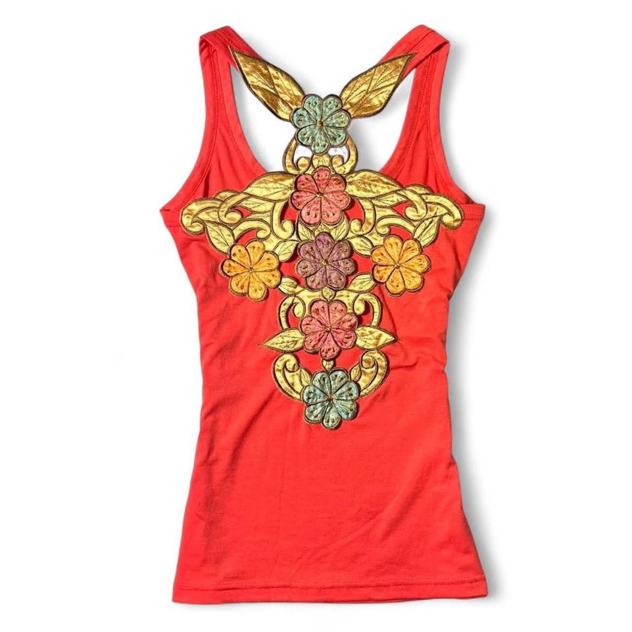 Other y2k bright orange tank top w embroidered flower back design Size S / US 4 / IT 40 - 1 Thumbnail