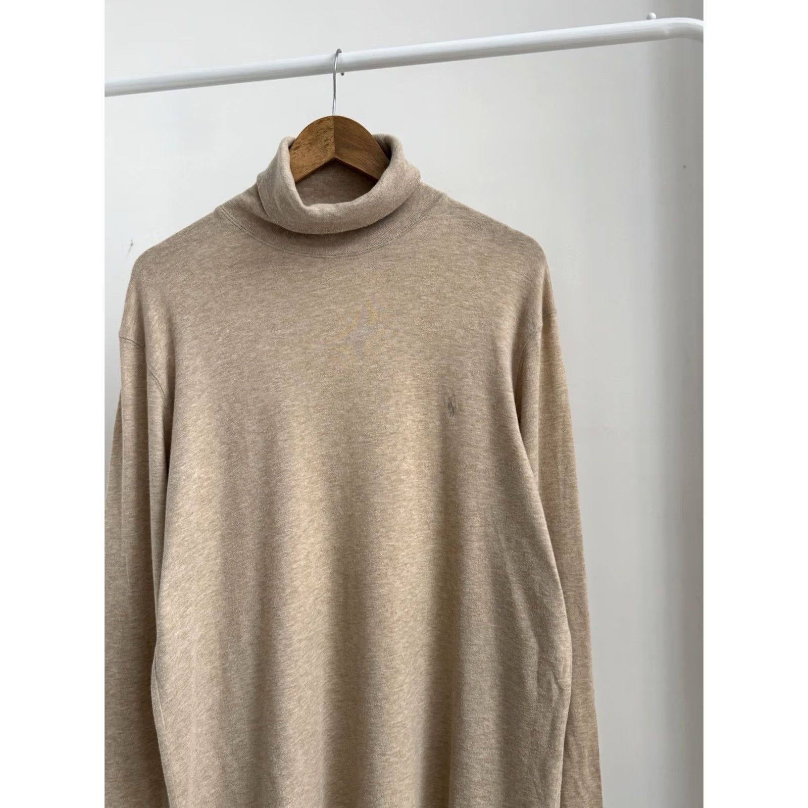 Polo Ralph Lauren VINTAGE Polo Ralph Lauren Mens Turtleneck Top Sweater Beige L Old Money Classic Preppy City USA 90s Stitch? Size US L / EU 52-54 / 3 - 4 Thumbnail