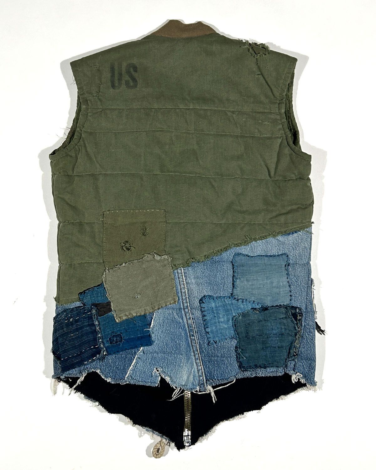 Greg Lauren GREG LAUREN WOMEN'S ARMY / DENIM SPLIT VEST Size S / US 4 / IT 40 - 6 Thumbnail