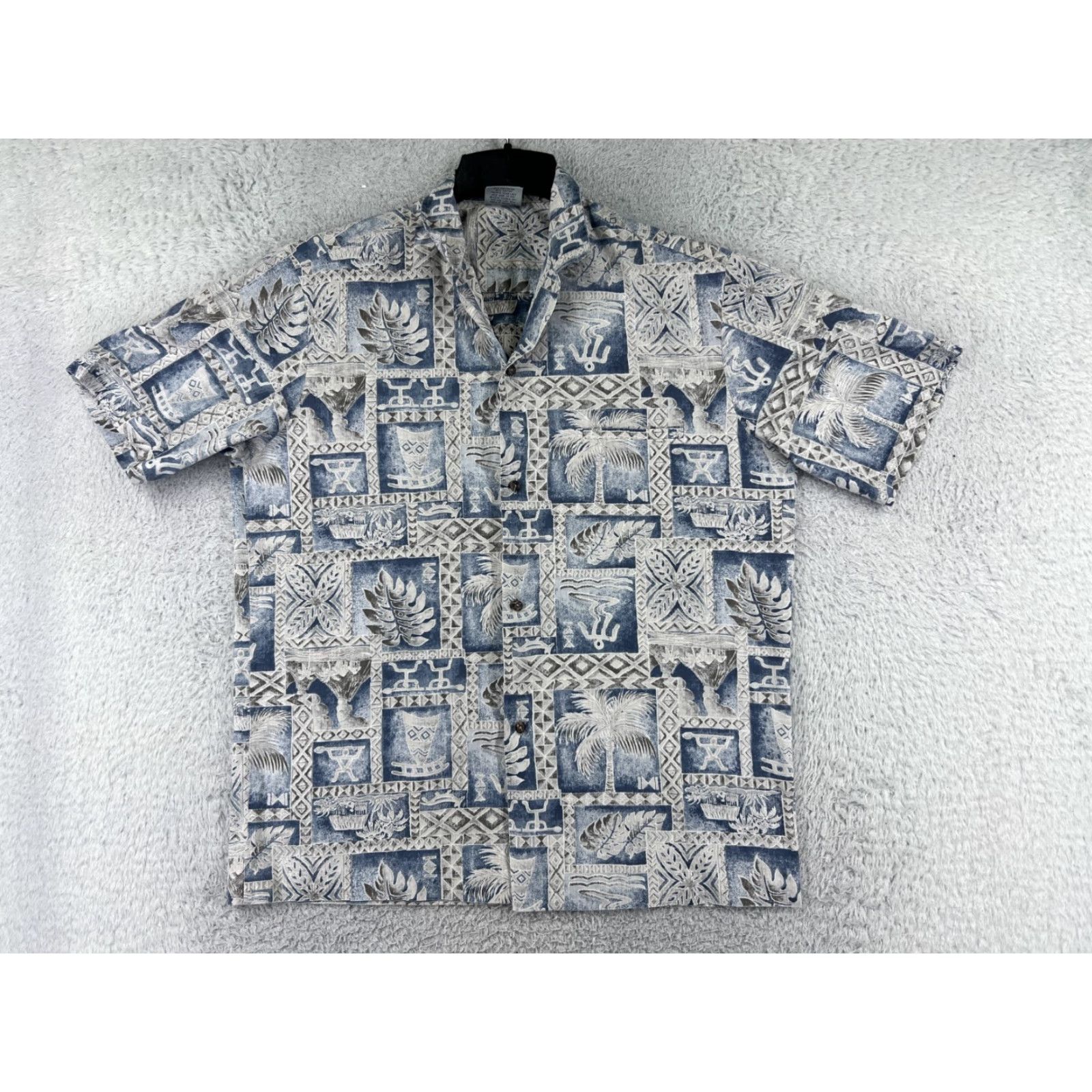 Vintage VINTAGE Royal Creations Shirt Mens Large Blue Hawaiian Tile Pattern Polyester Blend Size US L / EU 52-54 / 3 - 2 Thumbnail