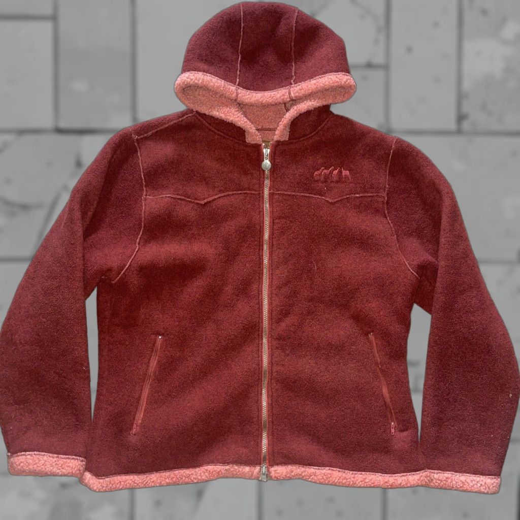 Vintage Outback Fleece Hoodie Women XL Burgundy Full Zip Activewear Red Womens Size XL / US 12-14 / IT 48-50 - 1 Thumbnail