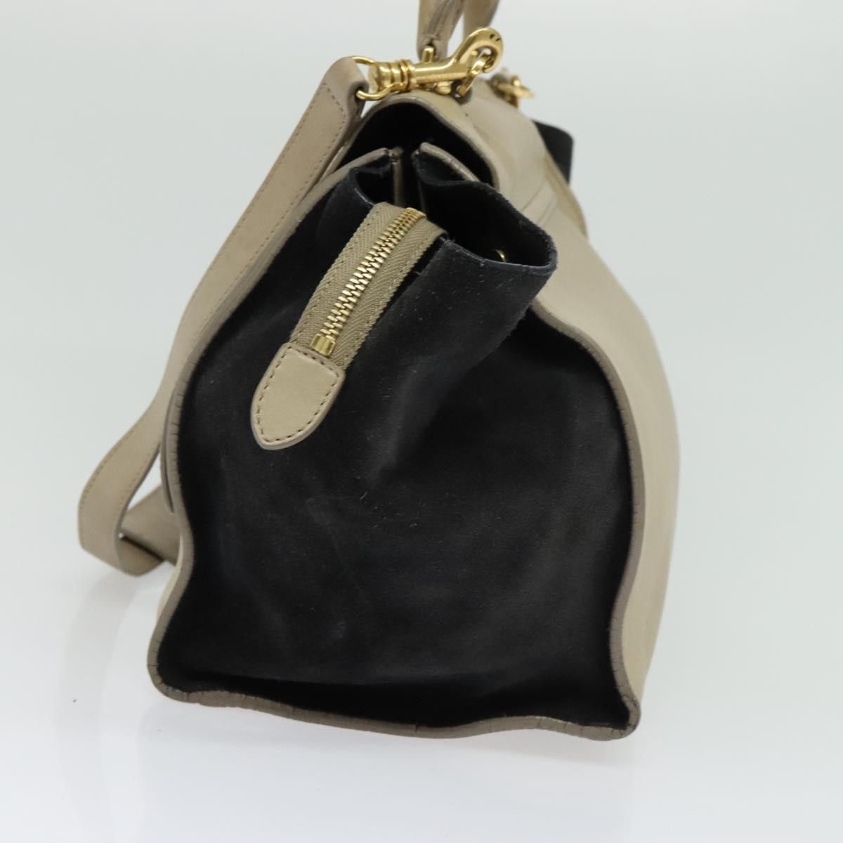 Celine CELINE Trapeze Hand Bag Leather Suede Beige Black Gold Size ONE SIZE - 5 Thumbnail