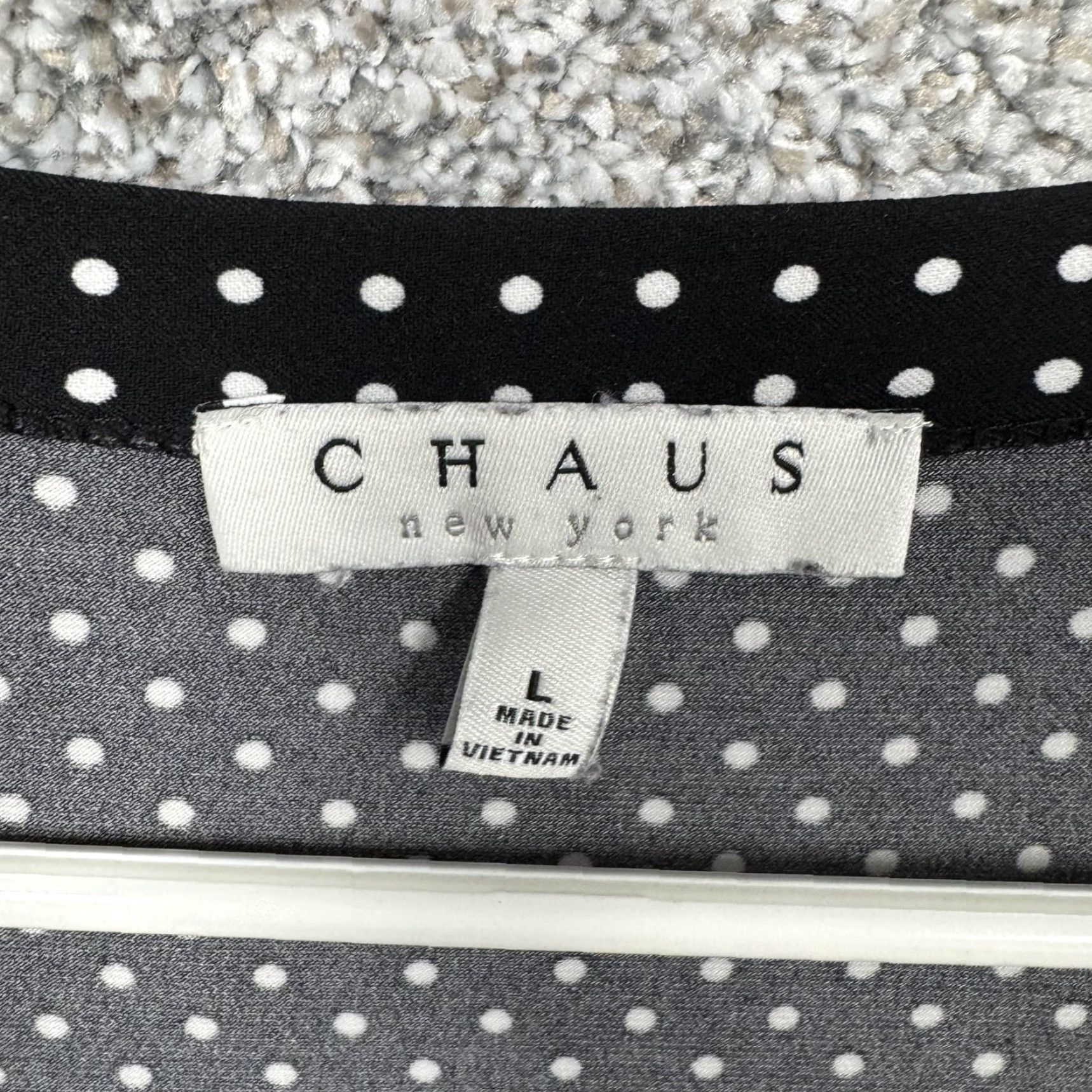 Vintage Chaus Shirt Large Polka Dot Stretch Sharkbite Hem Retro MCM Playful Office Chic Size L / US 10 / IT 46 - 5 Thumbnail