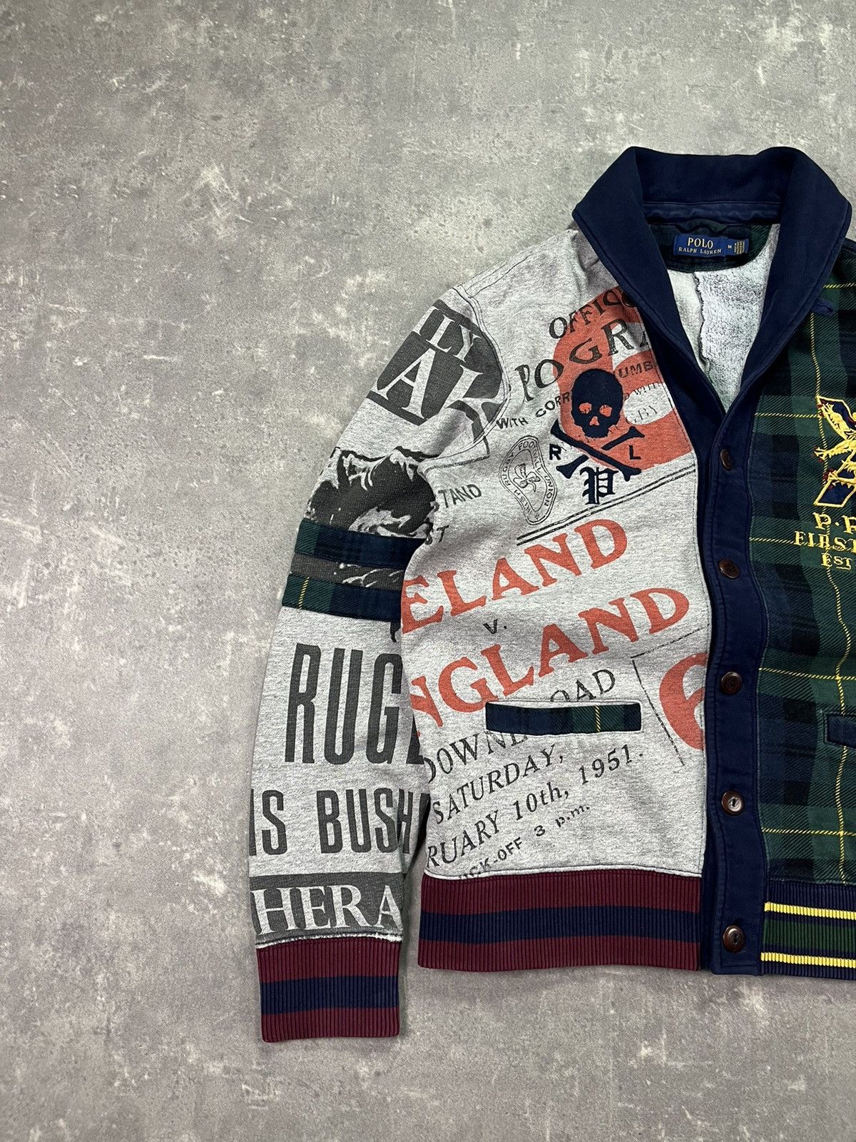 Polo Ralph Lauren PRLC Ralph Lauren Washed Rugby Cardigan Knit Skull Sweater M Size US M / EU 48-50 / 2 - 3 Thumbnail