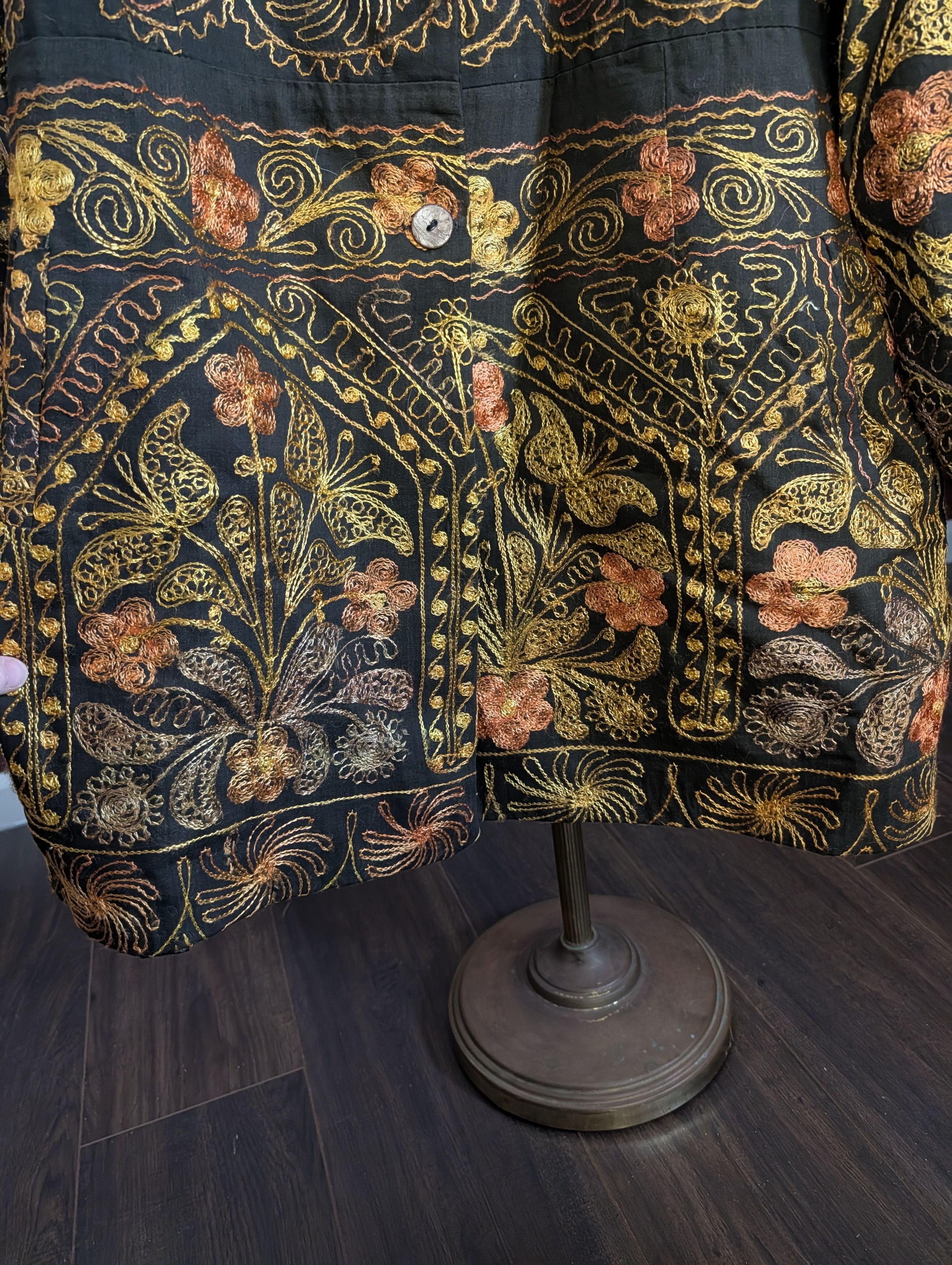 Handmade Uzbekistan handmade chain stitch floral button up jacket Size XL / US 12-14 / IT 48-50 - 5 Thumbnail