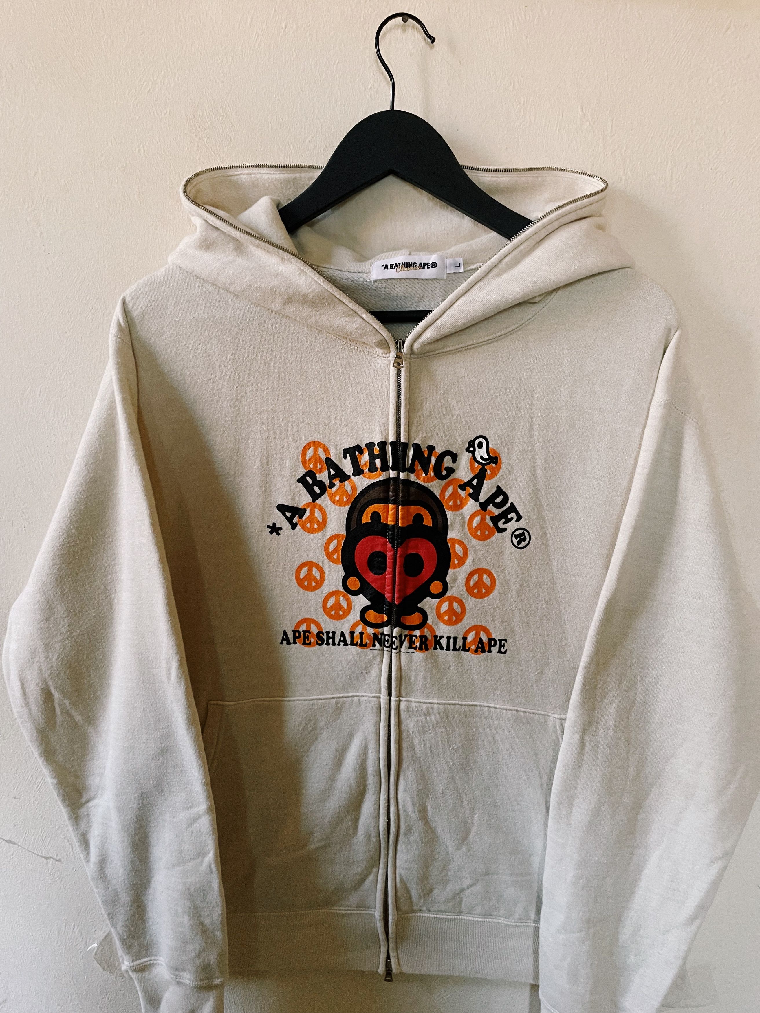 Vintage Y2K Bape Baby Milo Peace & Love Full zip Hoodie