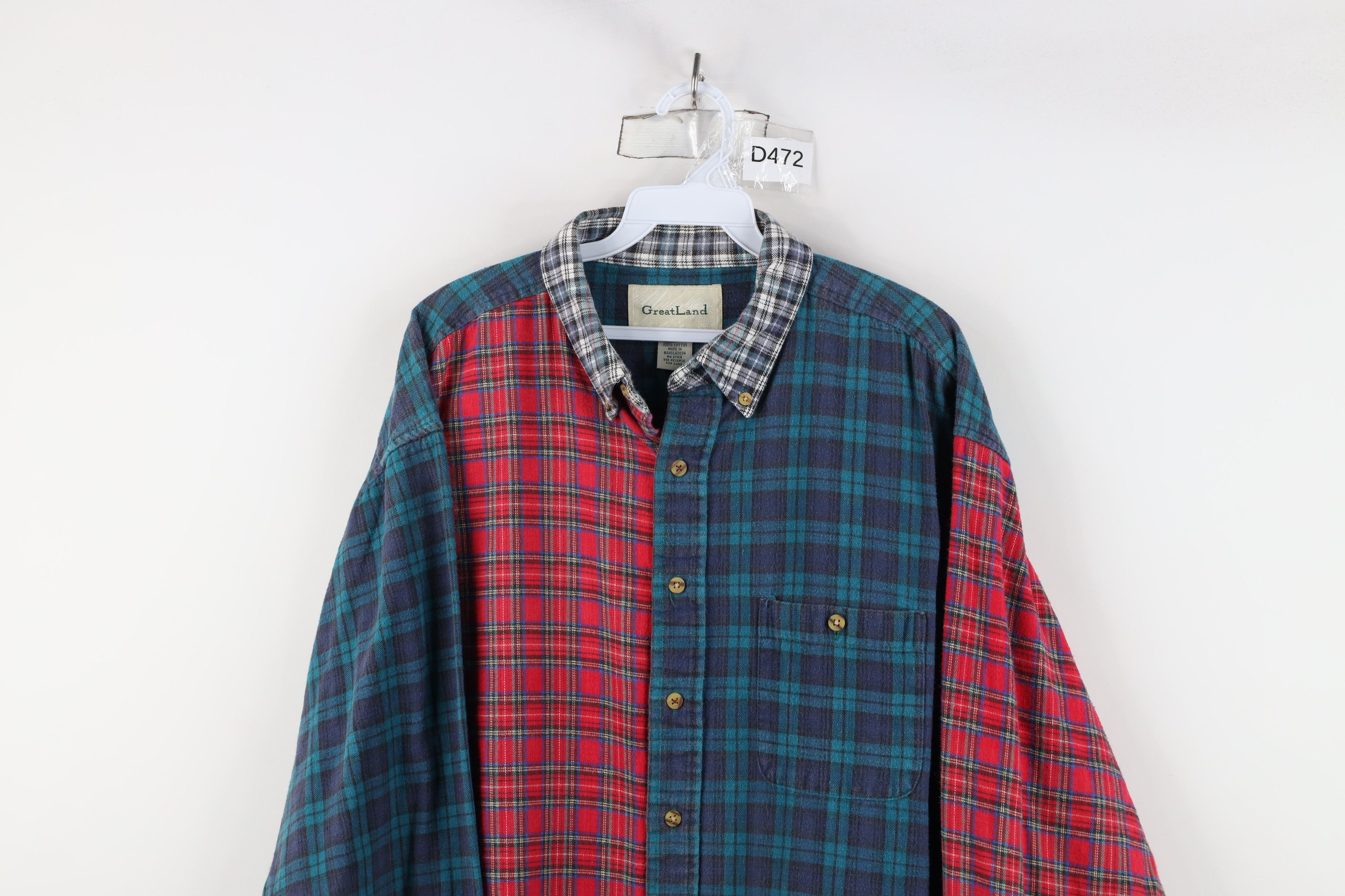 Vintage Vintage 90s Streetwear Cut and Sew Flannel Button Down Shirt Size US XL / EU 56 / 4 - 2 Thumbnail