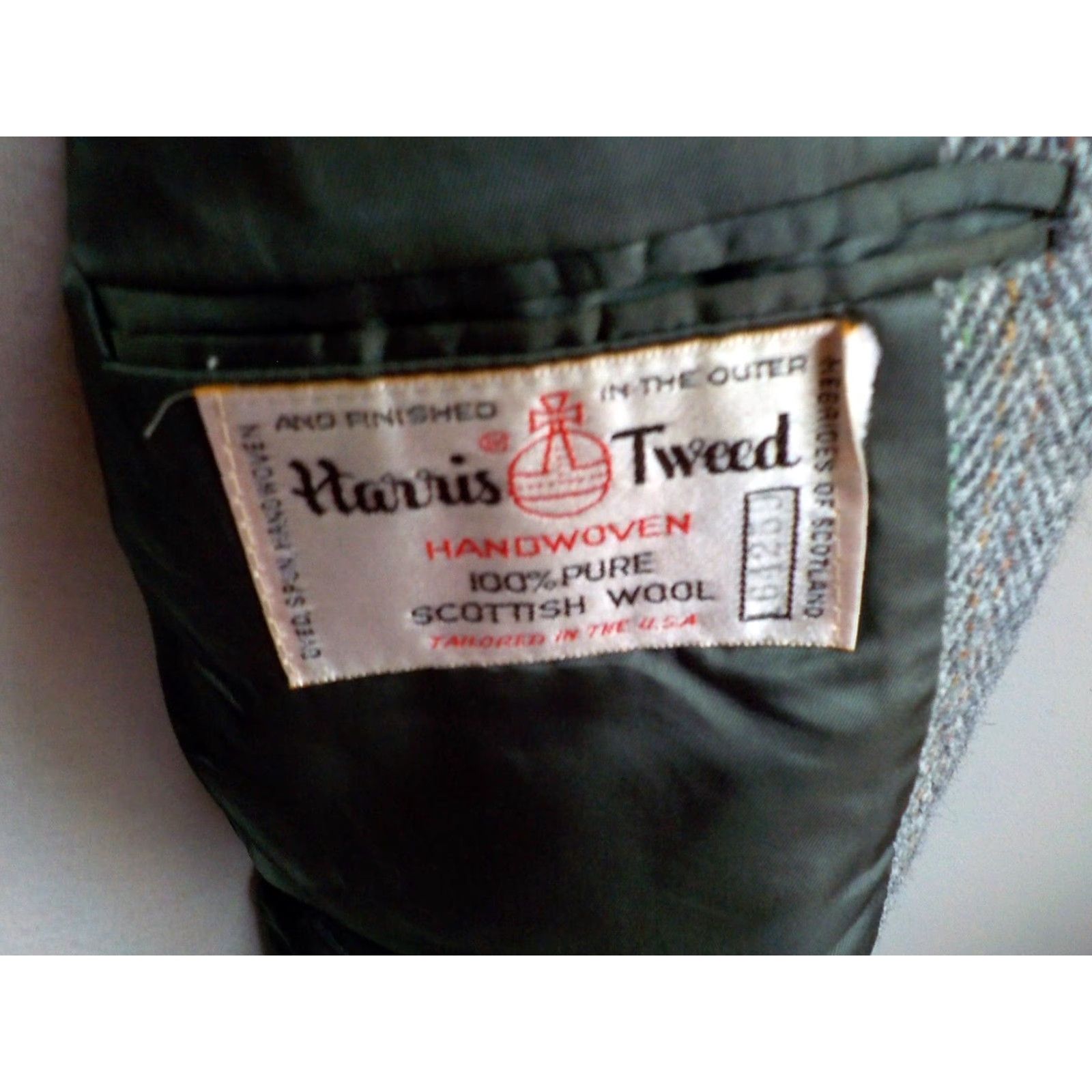 Harris Tweed VINTAGE Harris Tweed Blazer 2Button Blazer Notch Lapel 100% Scottish Wool Gray 42L Mens Size 42R - 7 Thumbnail