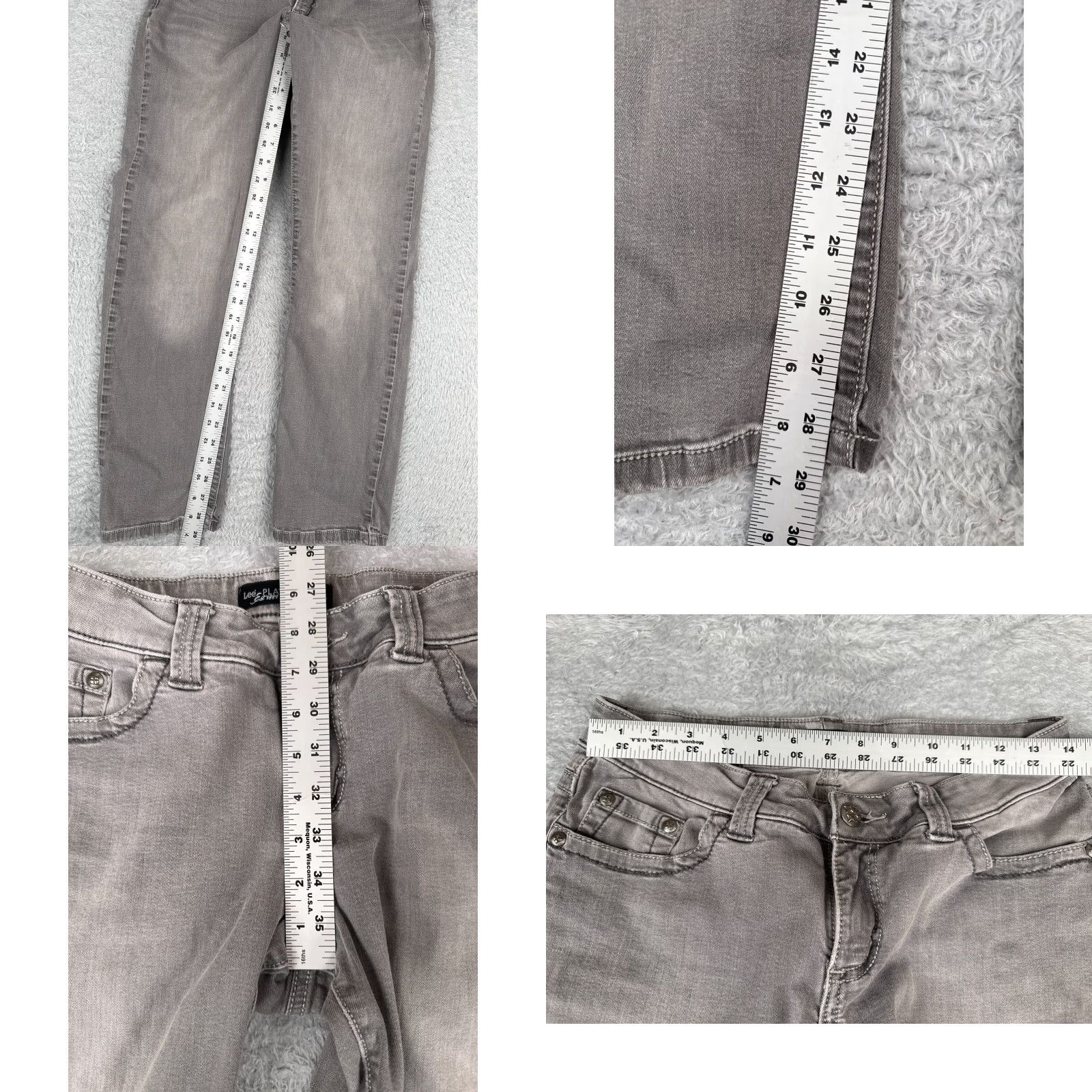 Lee Lee Modern Series Women's Jeans 29 Gray Denim Straight Leg Low Rise 29x29 Size 29" - 8 Thumbnail