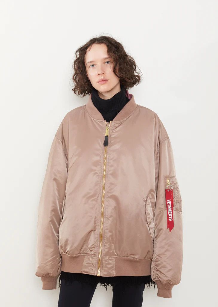 image of Alpha Industries x Vetements Pink Reversible Oversized Bomber Jacket, Women's (Size Medium)