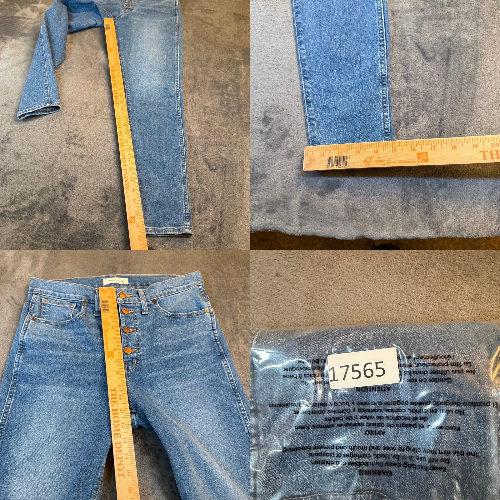 Madewell VINTAGE? No. Madewell 10" High-Rise Skinny Jeans Button Fly Medium Wash Blue Womens Size 29 Size 29" - 8 Thumbnail