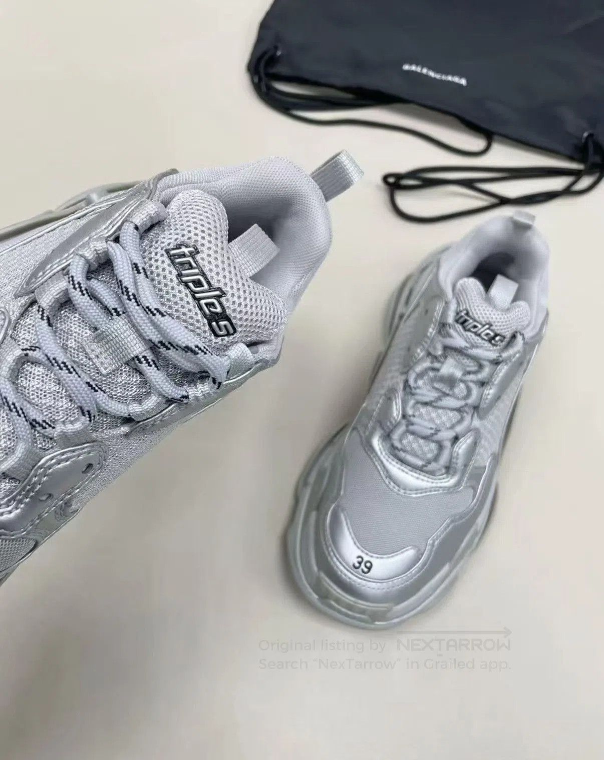 Balenciaga Gray Triple S Style Sneakers Size 9.5. Size US 9.5 / EU 42-43 - 4 Thumbnail