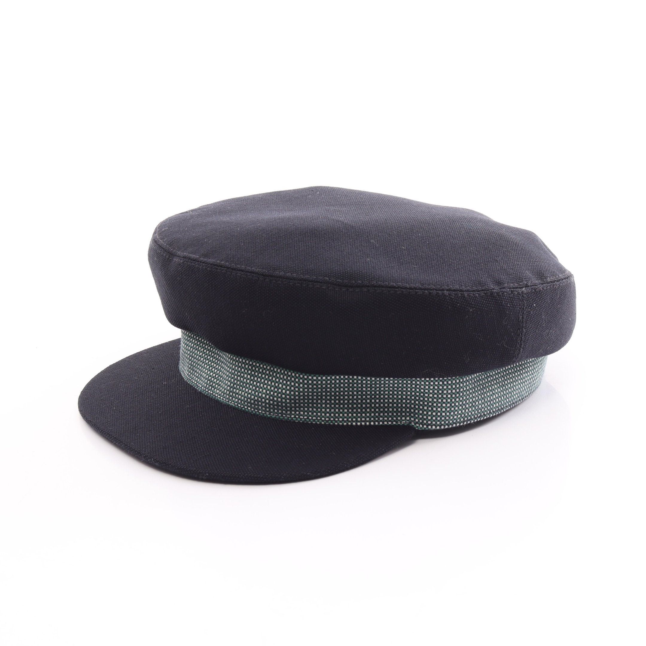 image of Hermes Casquette Hat Serie Button Cotton Navy Green, Women's