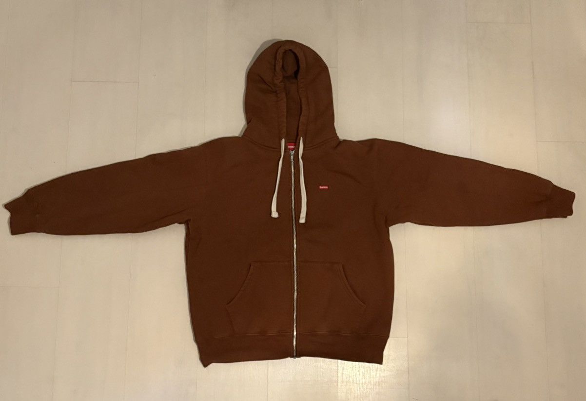 Supreme small box drawcord zip up hooded sweatshirt (M) - www 