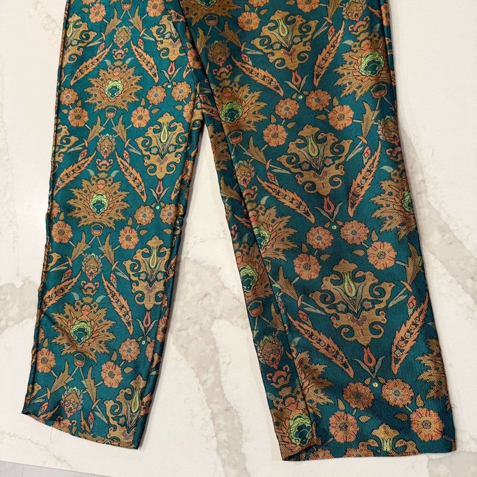 Anthropologie Maeve Anthropologie Floral Metallic Trouser Pant Women Small Size 28" / US 6 / IT 42 - 4 Thumbnail
