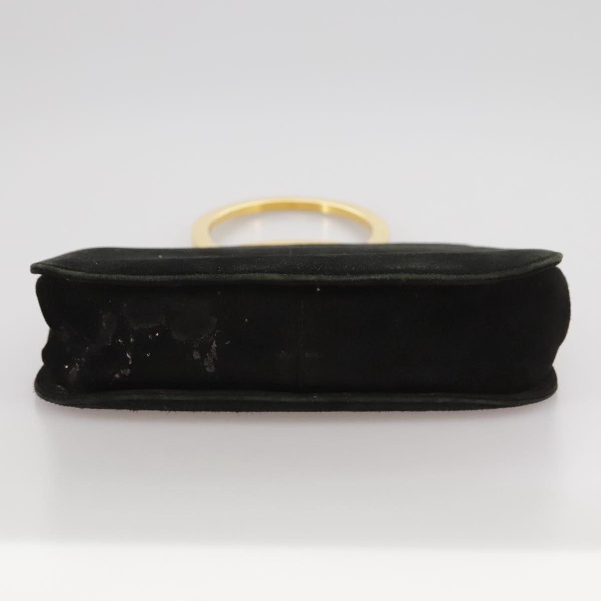 Salvatore Ferragamo Salvatore Ferragamo Gancini Hand Bag Suede Black Gold Size ONE SIZE - 11 Thumbnail