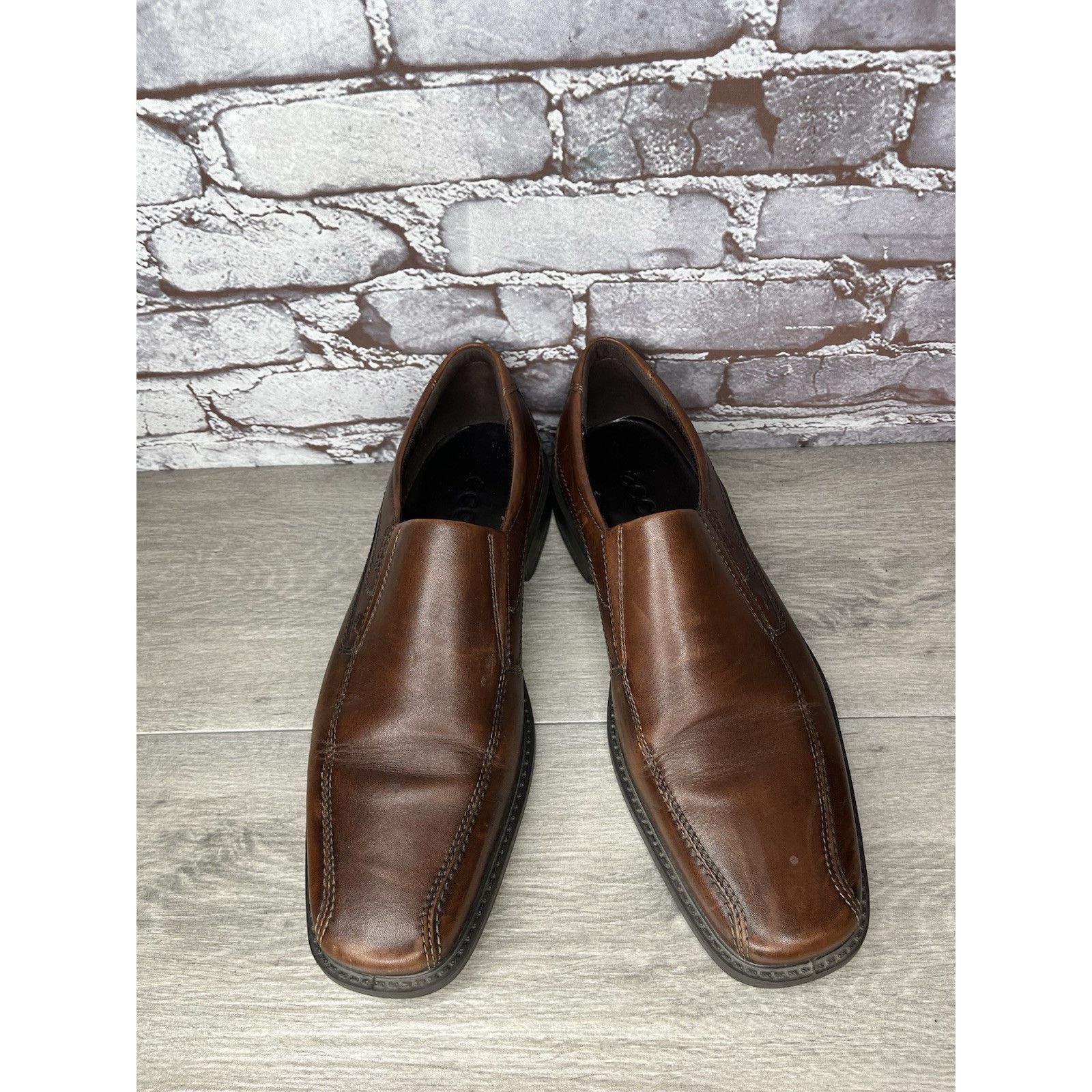 Ecco ECCO Brown Leather Slip On Casual Loafers Comfort Shoes Men Size US 14 / EU 47 - 4 Thumbnail
