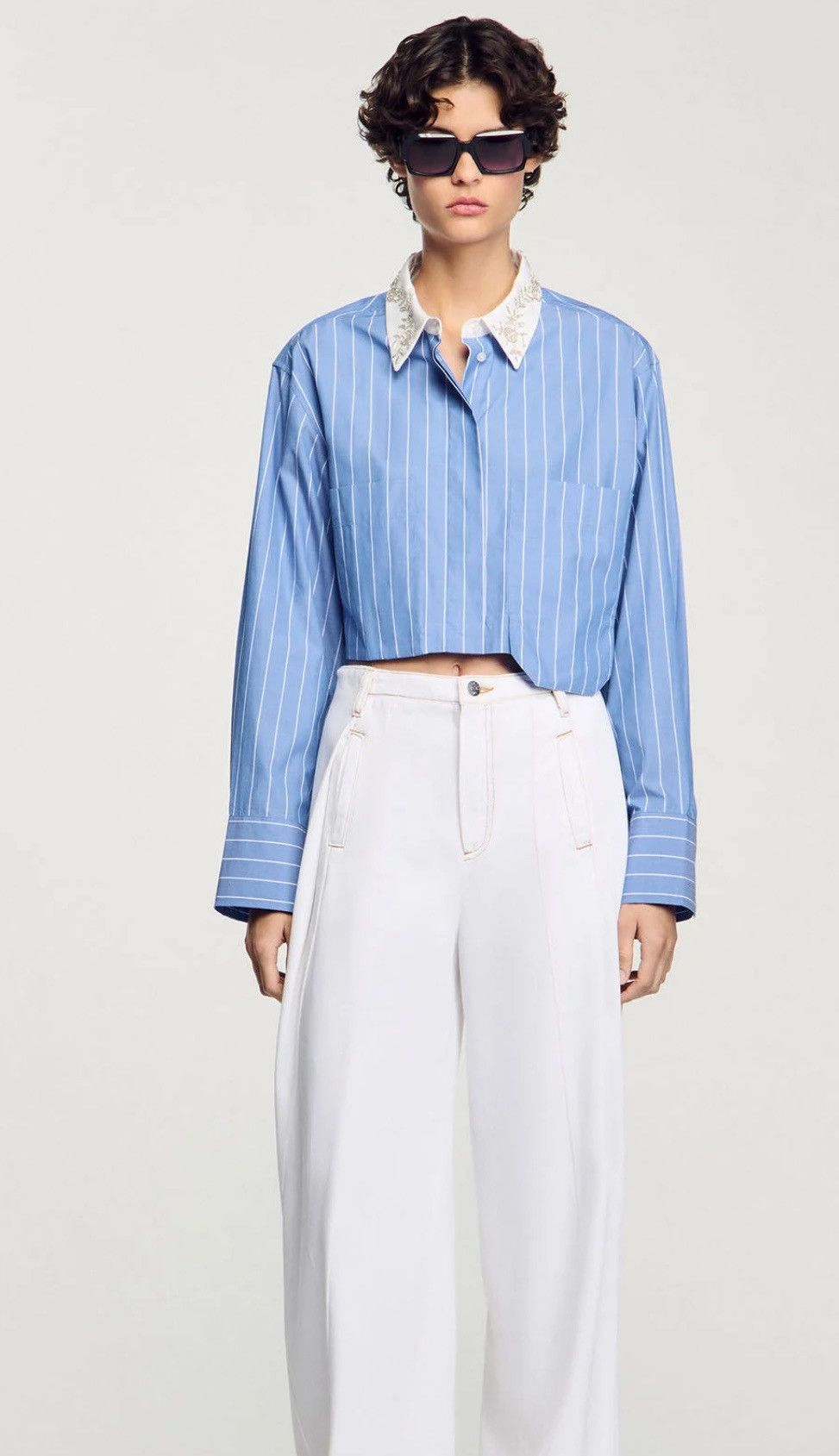 Sandro Sandro Women Crop Shirt Size S / US 4 / IT 40 - 1 Thumbnail