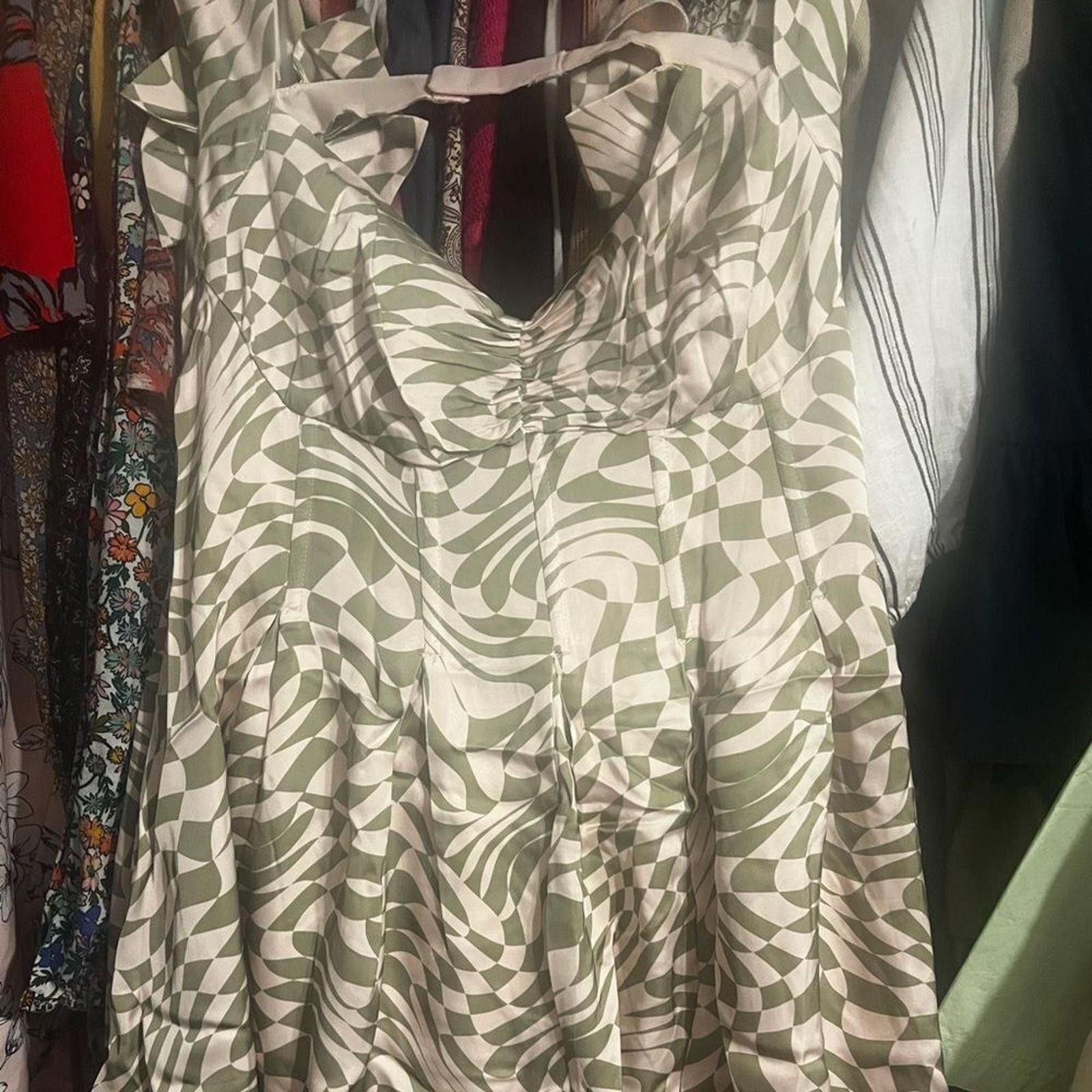 Other For Love and Lemons Women's L Green Leaf Print Mini Dress L Size L / US 10 / IT 46 - 4 Thumbnail