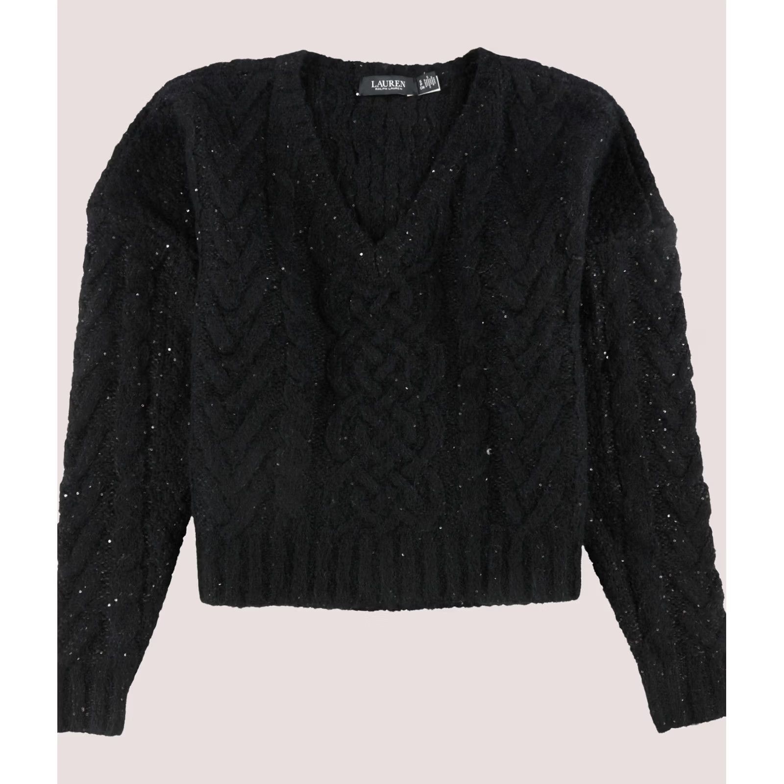 Ralph Lauren Ralph Lauren Womens Pullover Sweater Black Small Sequined Wool-Blend Size S / US 4 / IT 40 - 1 Thumbnail