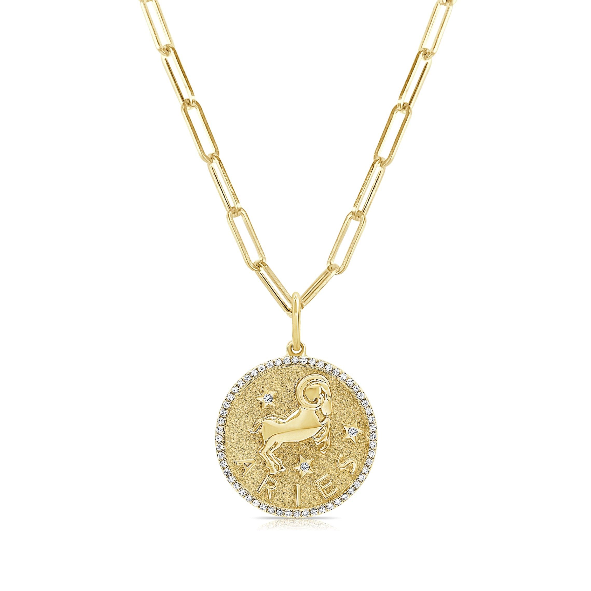 image of Tiffany Co Aries Zodiac Diamond Necklace In 14Kt Yellow Gold, Women's