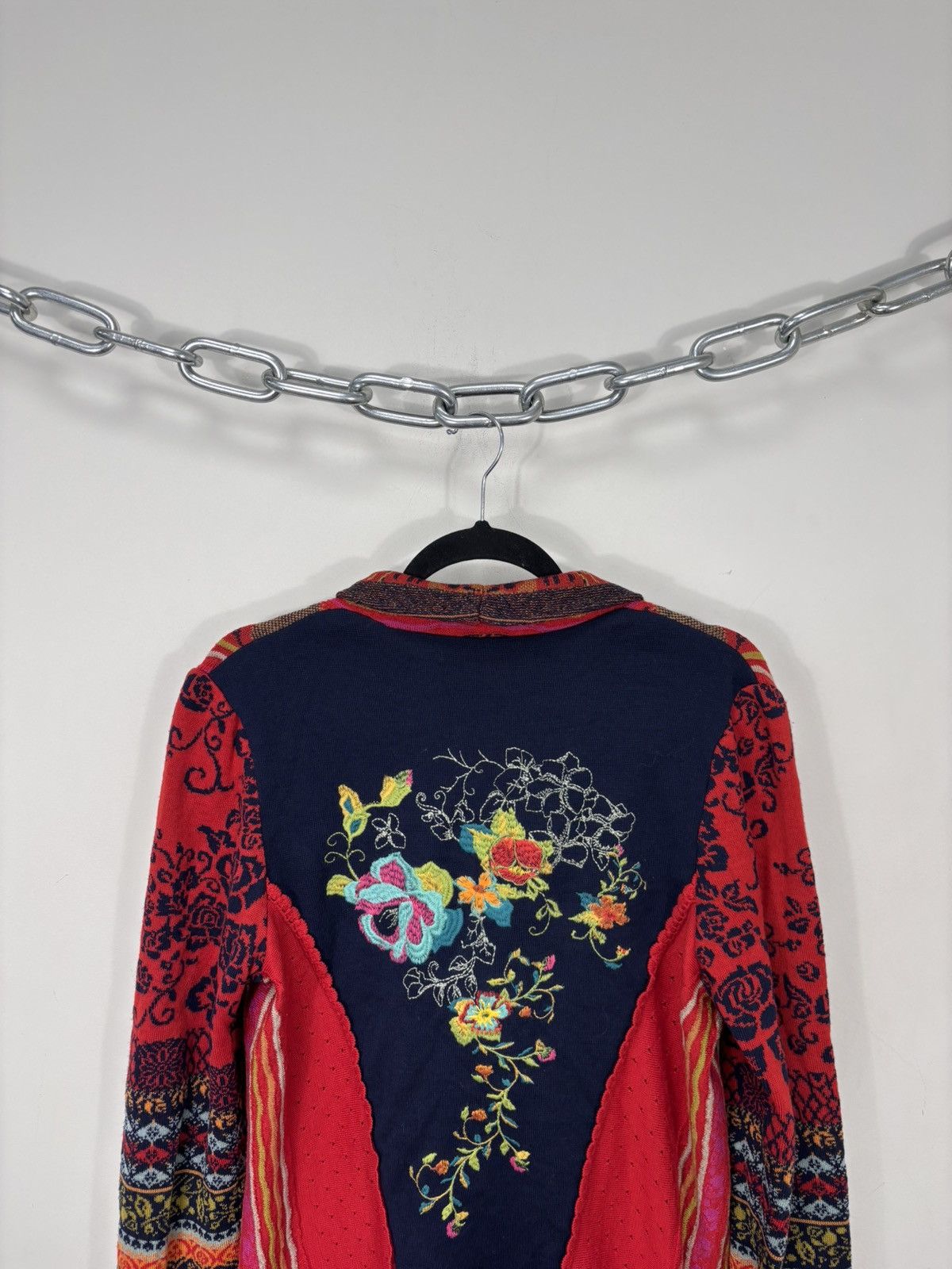 Other Ivko Women’s Red Folk Knit Cardigan Sweater Floral Jacquard Size M / US 6-8 / IT 42-44 - 16 Thumbnail
