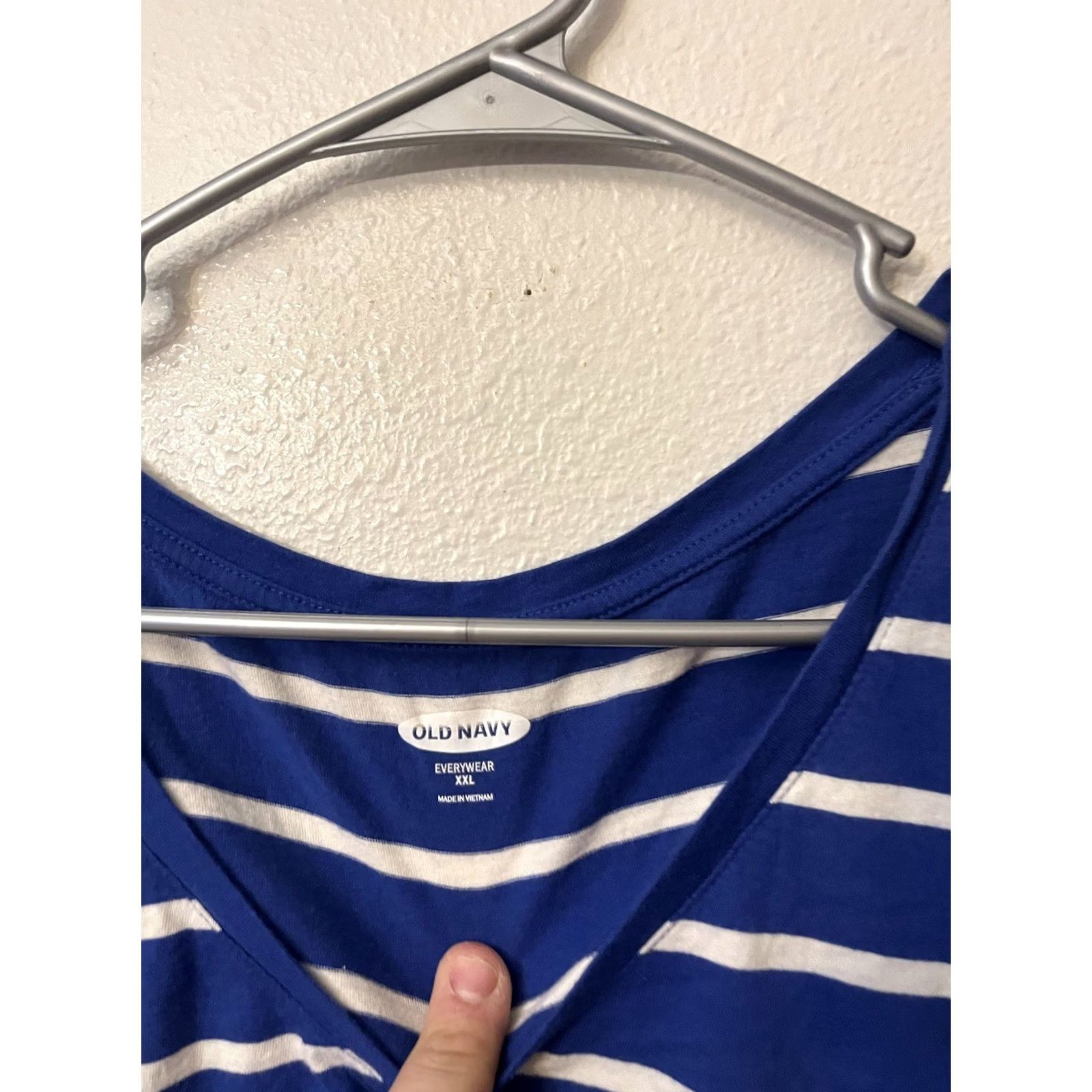 Old Navy Old Navy Womens Blue White Striped Cotton V-Neck Long Sleeve XXL Shirt Size XXL / US 16-18 / IT 52-54 - 2 Thumbnail