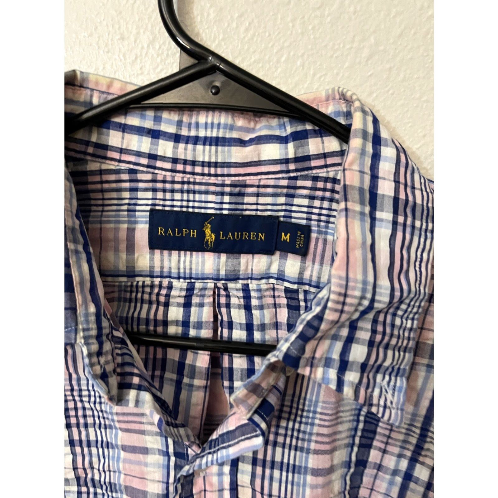 Ralph Lauren VINTAGE Ralph Lauren Button-Up Shirt Men M Blue Pink Plaid Short Sleeve Classic Designer Size US M / EU 48-50 / 2 - 2 Thumbnail