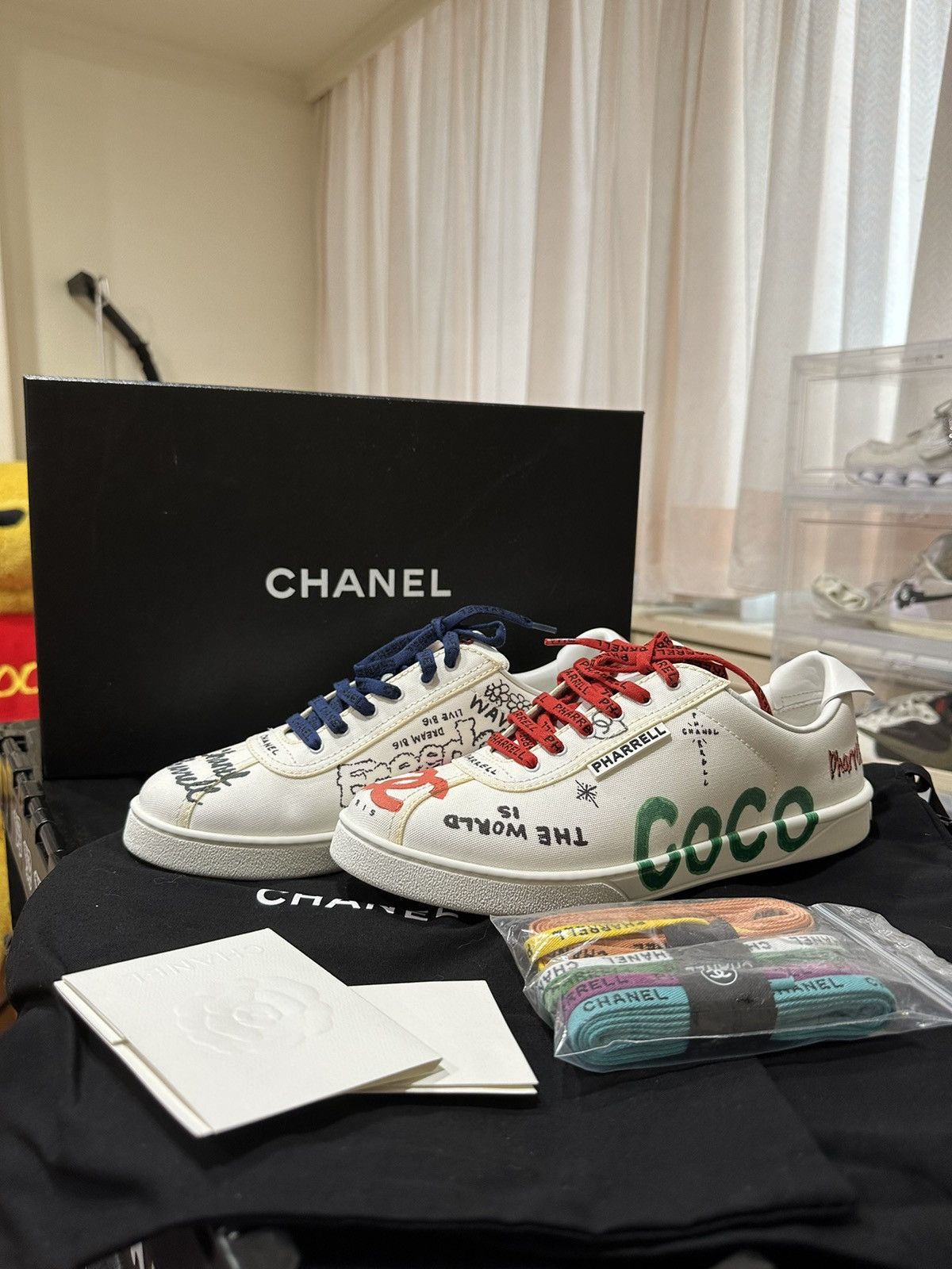 image of Chanel Sneakers Pharrell White Multi-Color Men's Shoes (Size 10.5)
