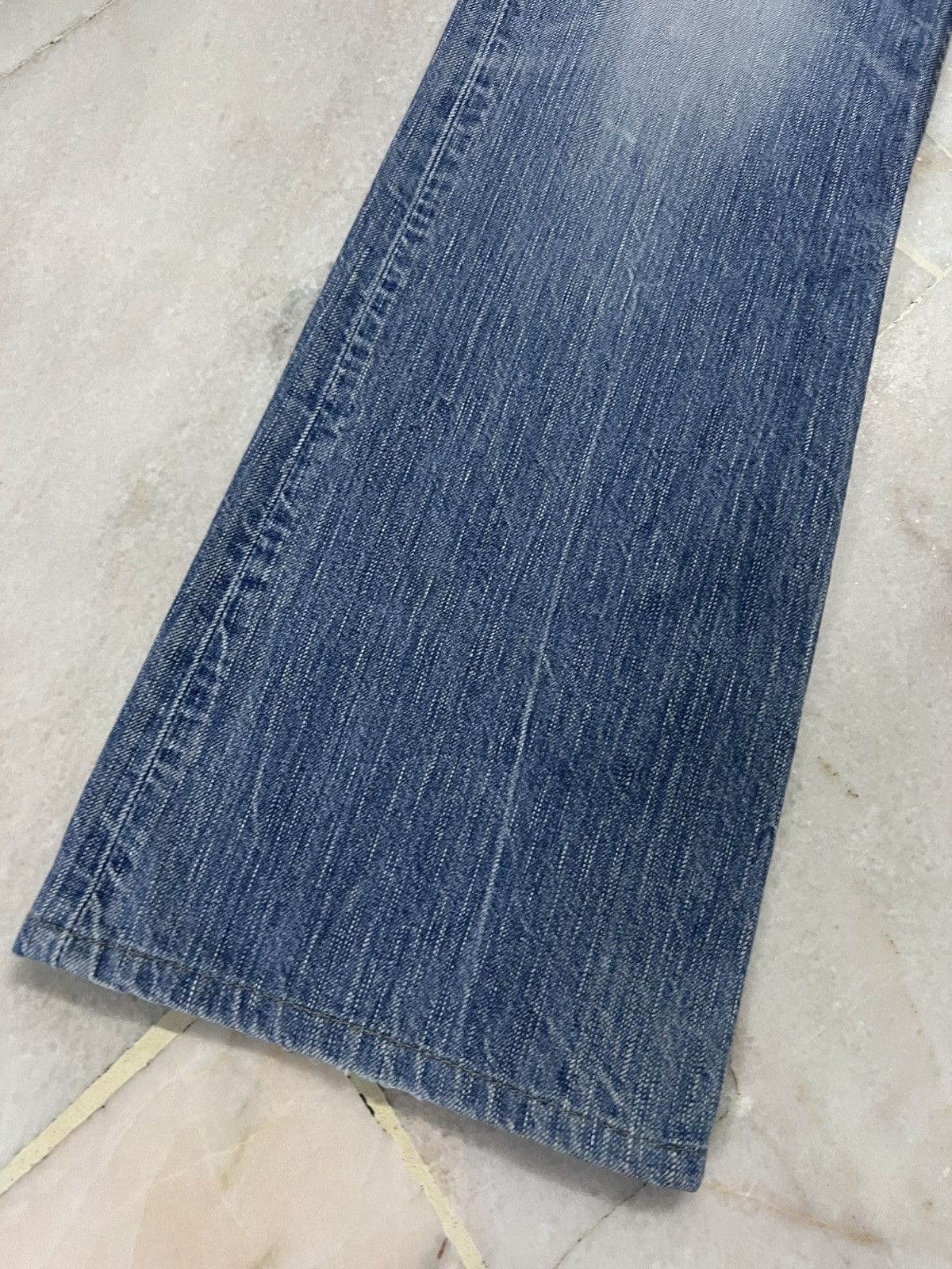 Edwin × Japanese Brand 💥Flare💥Edwin 503 Blue Trip Faded Distressed Jean Size US 30 / EU 46 - 3 Thumbnail