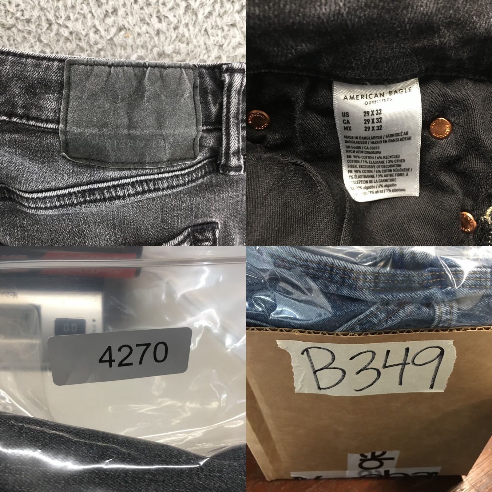 American Eagle Outfitters American Eagle Outfitters Tapered Jeans Mens 29x32 Grey Denim Zip 5-Pocket Regular Slim Shoes Zip Size US 29 - 9 Thumbnail