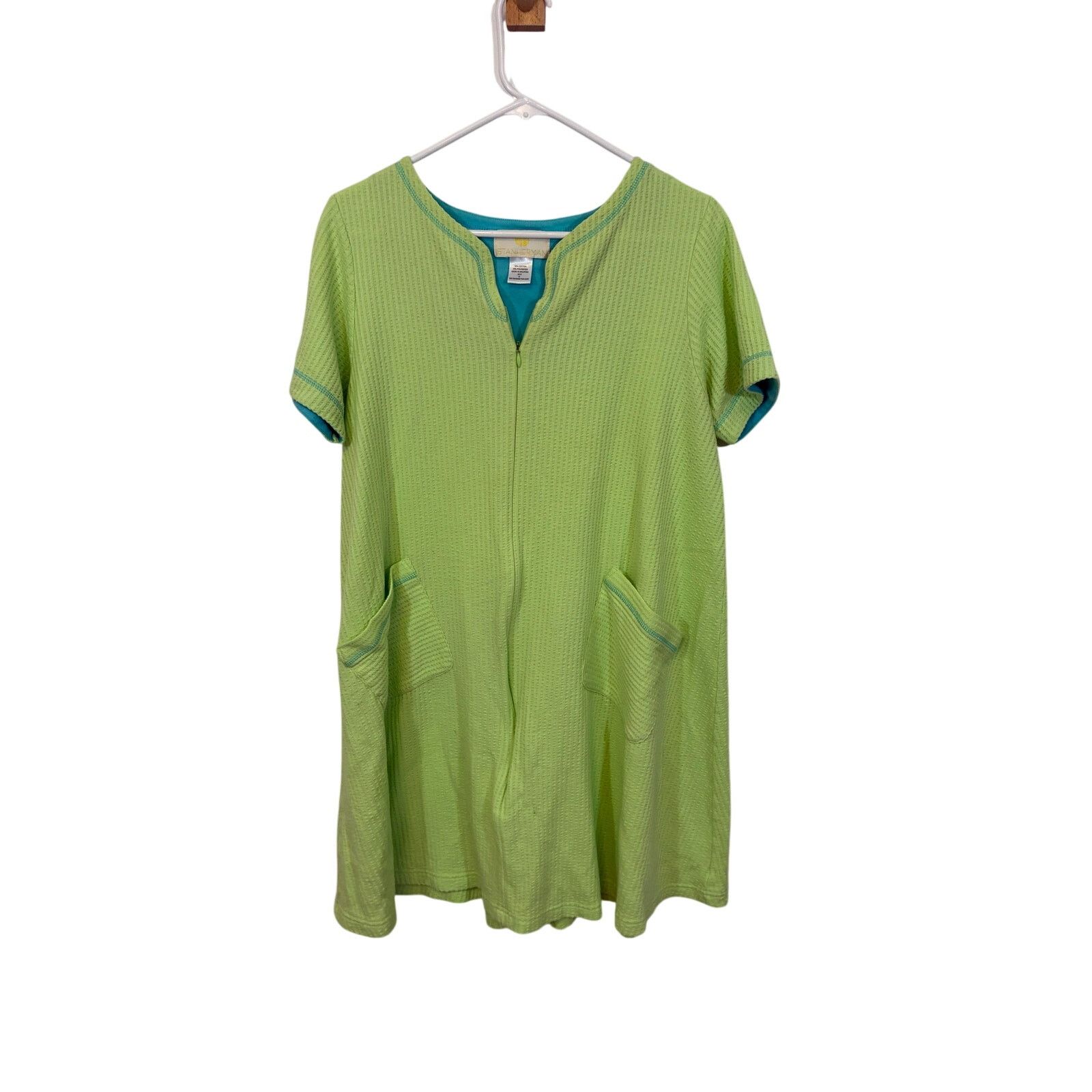 Other Stan Herman Pastel Green Quilt Waffle Knit Prairie Nightgown Size ONE SIZE - 2 Thumbnail