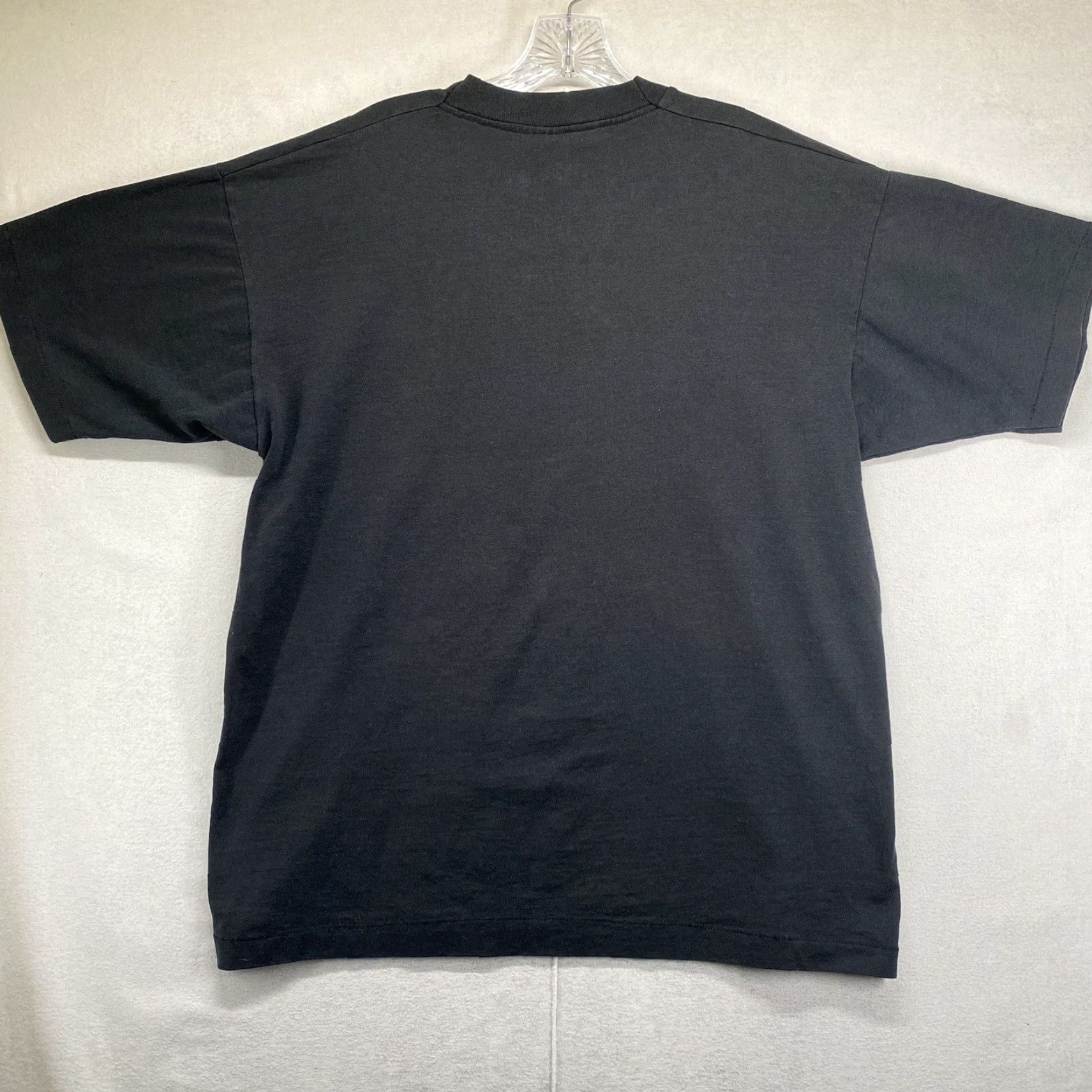 Fruit Of The Loom VINTAGE Fruit of the Loom T-Shirt Men Large Black 90s Football Stitch Graphic Print Crew Neck Casual Size US L / EU 52-54 / 3 - 3 Thumbnail