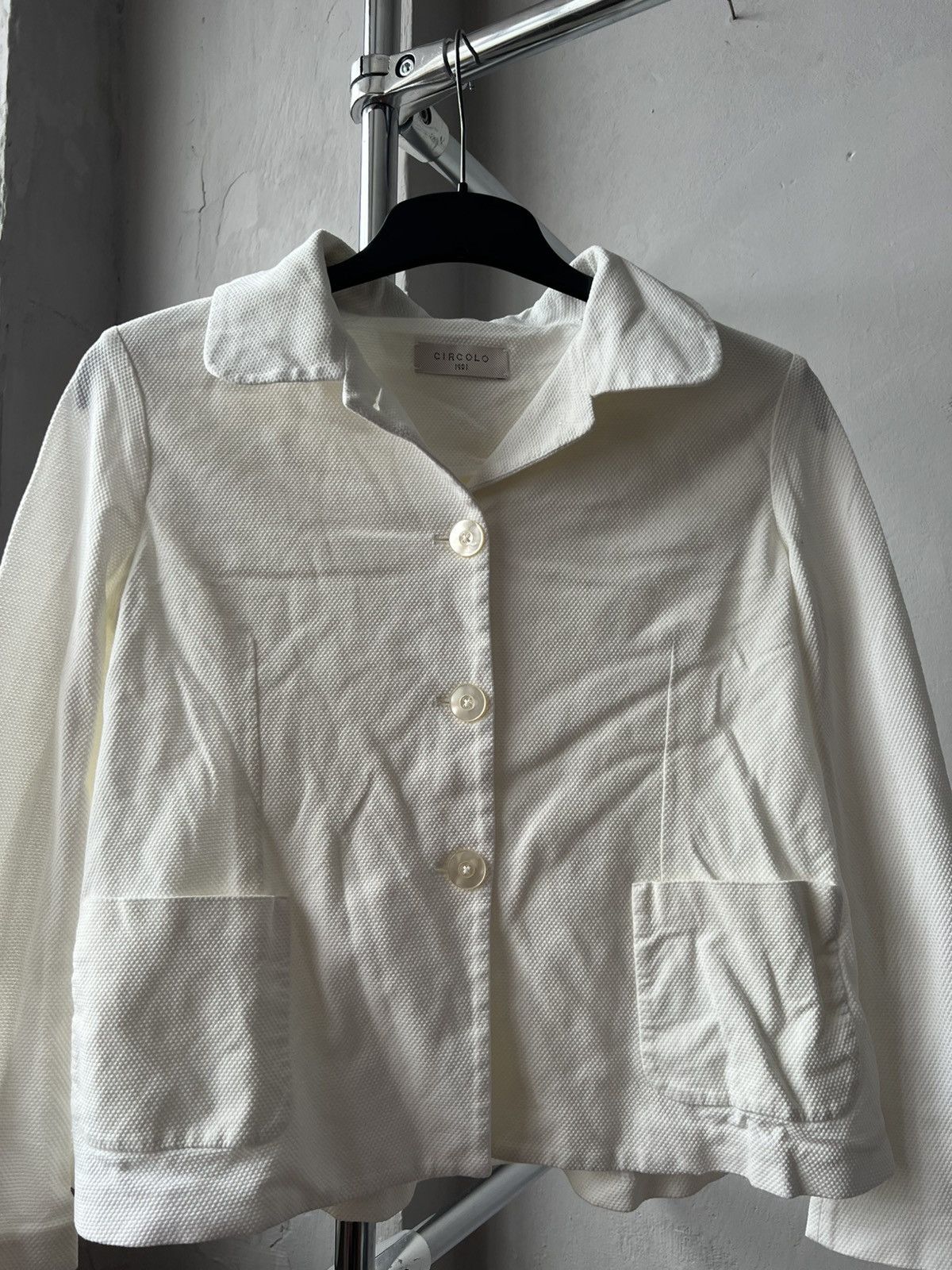 Circolo 1901 CIRCOLO 1901 WHITE CLASSIC COTTON BLEND DUTTON BLAZER JACKET Size S / US 4 / IT 40 - 4 Thumbnail