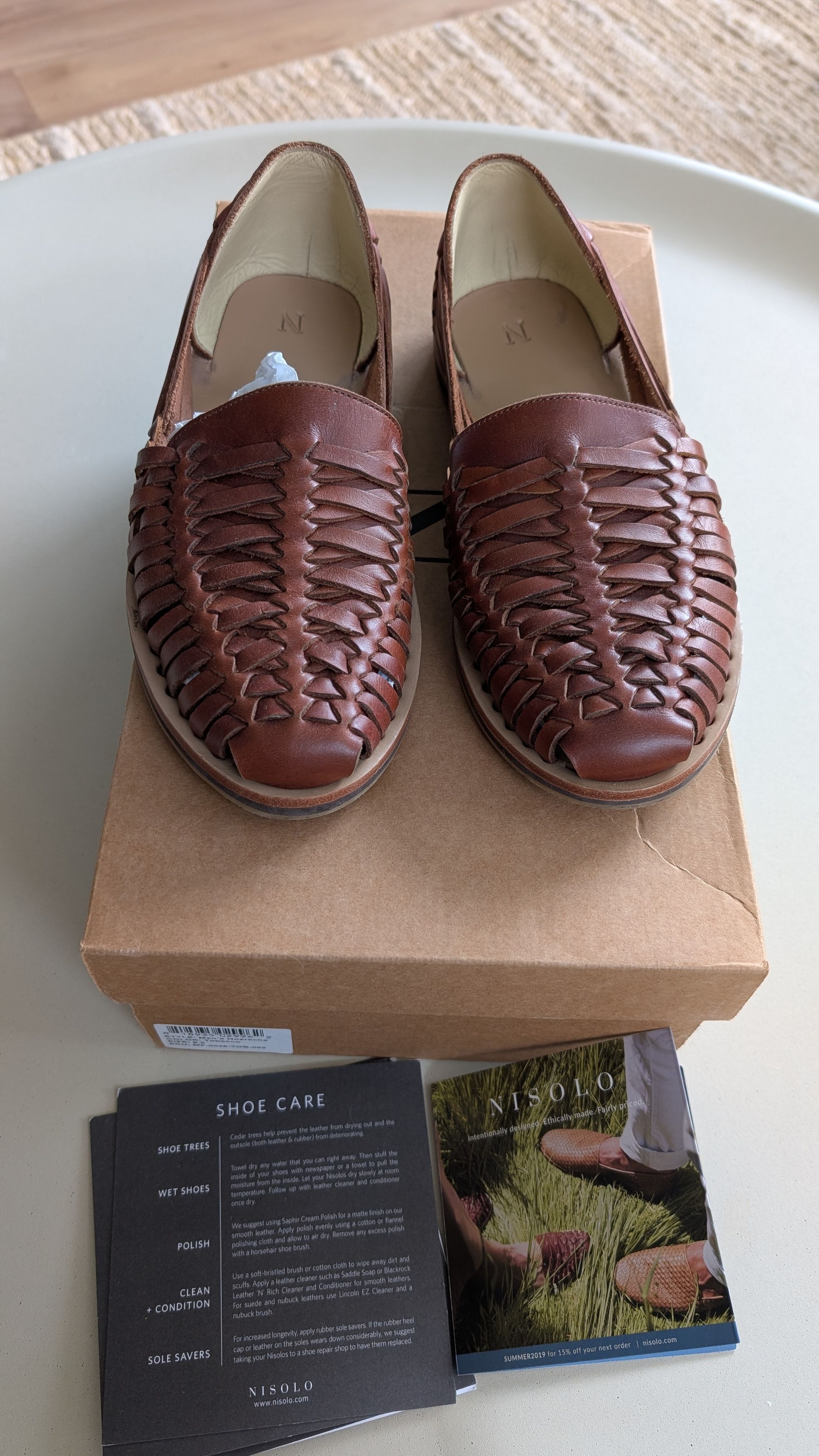 Nisolo Leather Huarache Sandal - Brandy - 8.5