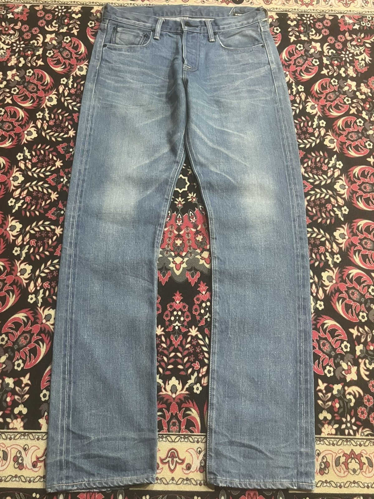 KURO Kuro “Dempsey” Classic Blue Whisker Washed Selvedge Jeans Size US 30 / EU 46 - 2 Thumbnail