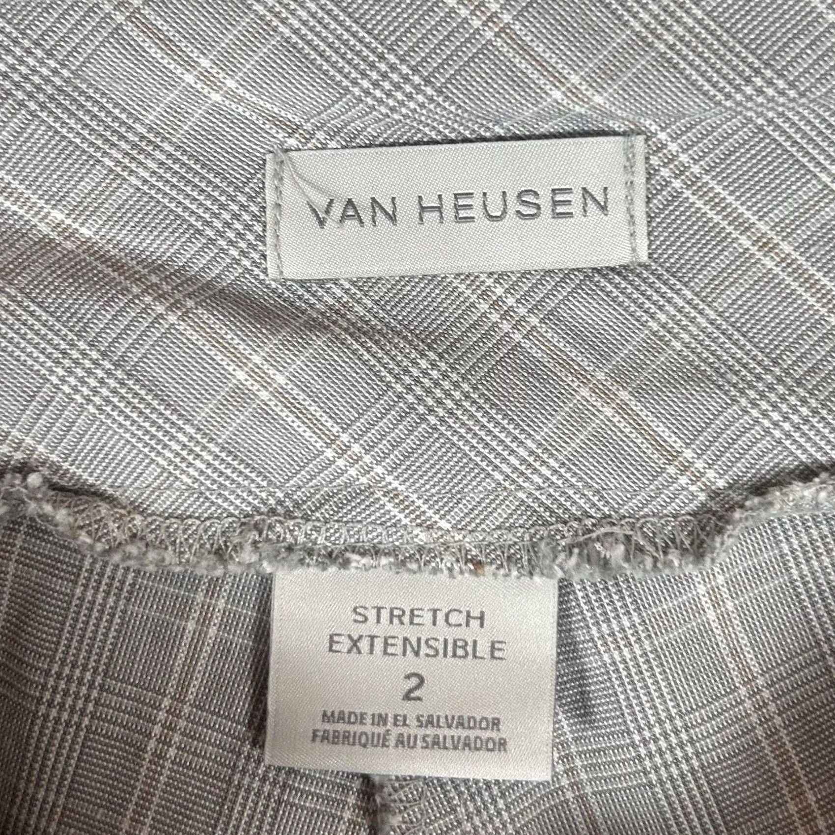 Van Heusen Van Heusen Capris Pants Womens 2 Plaid Mid Rise Pull On Stretch Knit Nylon Rayon Spandex Slim Pockets Ready-to-Wear Size 26" / US 2 / IT 38 - 2 Thumbnail