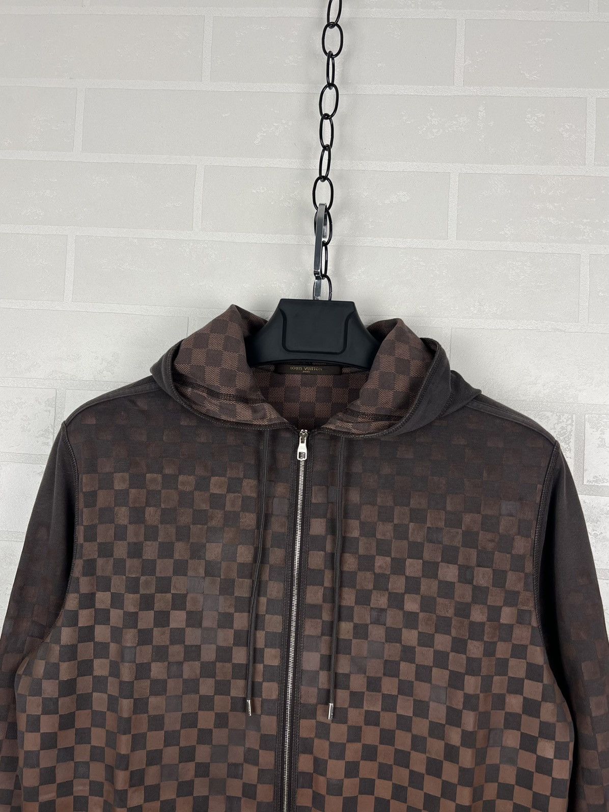 Louis Vuitton LOUIS VUITTON Zip Hoodie CUSTOM Damier Print LV Logo Brown Size US L / EU 52-54 / 3 - 2 Thumbnail