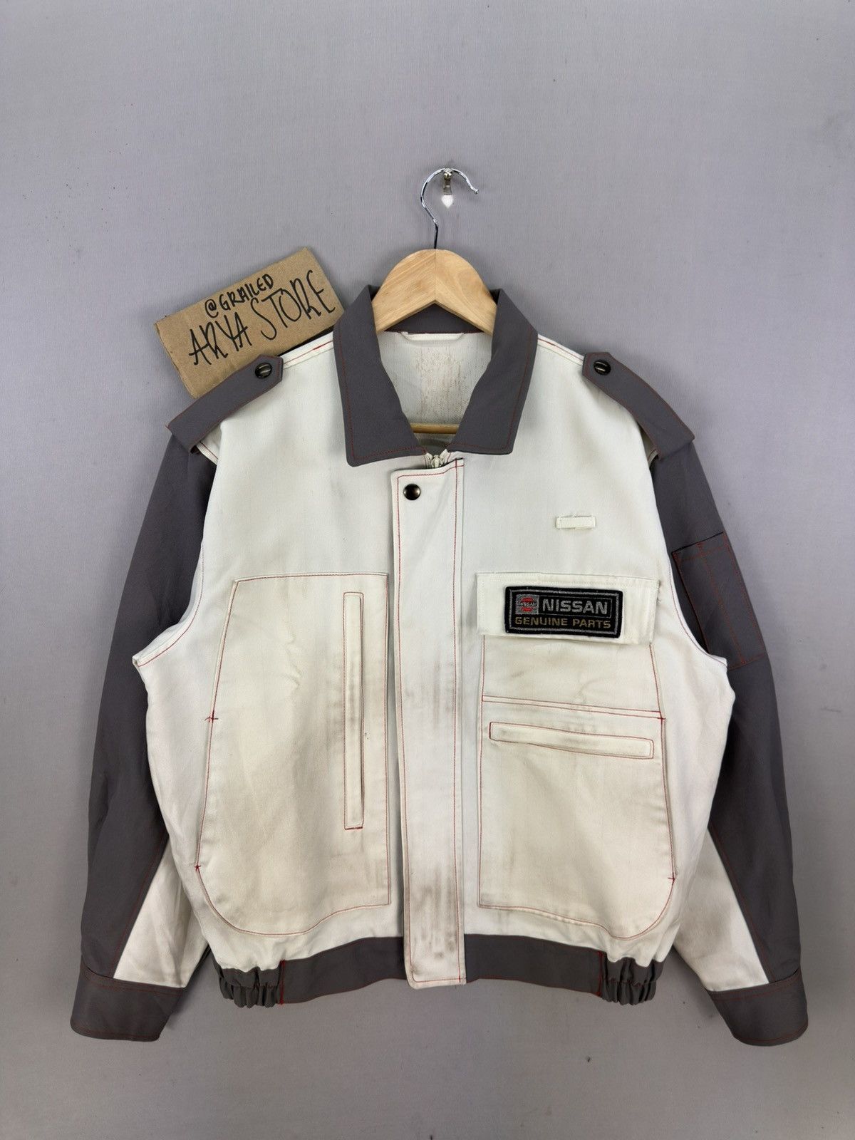 Nissan Vintage 90’s Nissan Genuine Parts Workwear Bomber Jacket Size US L / EU 52-54 / 3 - 1 Thumbnail