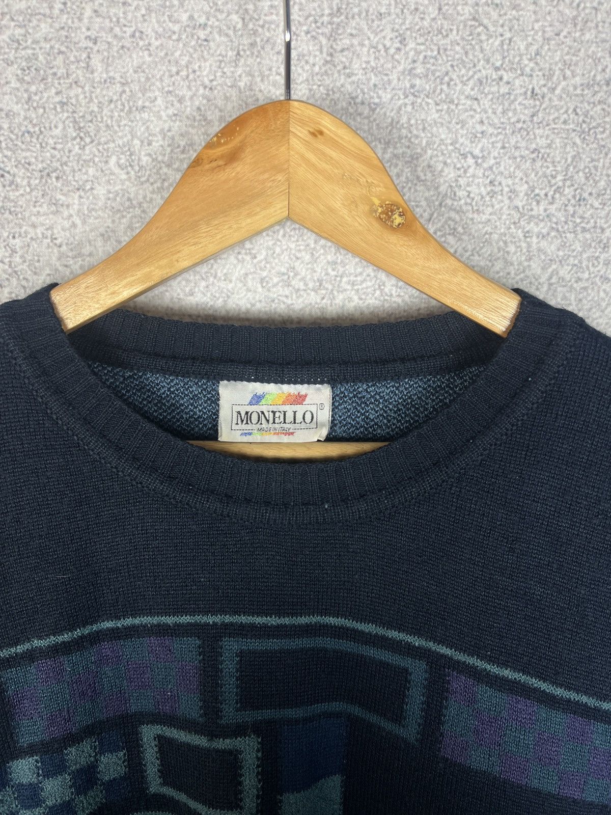 Vintage Vintage Monello Abstract Pattern Lana Wool Sweater Size US L / EU 52-54 / 3 - 3 Thumbnail