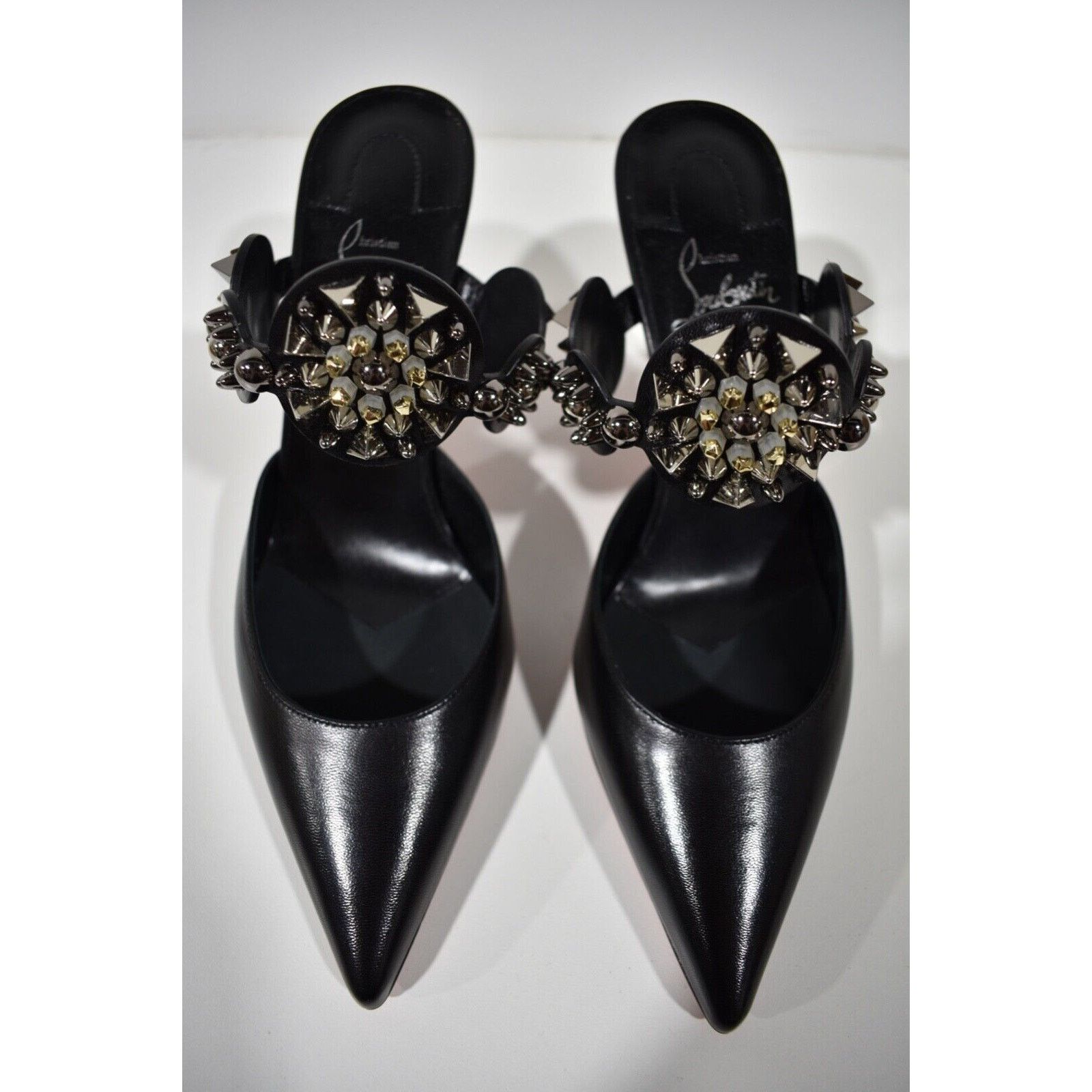 Christian Louboutin Miss Goldora 85 Black Backless Sandal Mule Heel Pump 37.5 Size US 7.5 / IT 37.5 - 7 Thumbnail