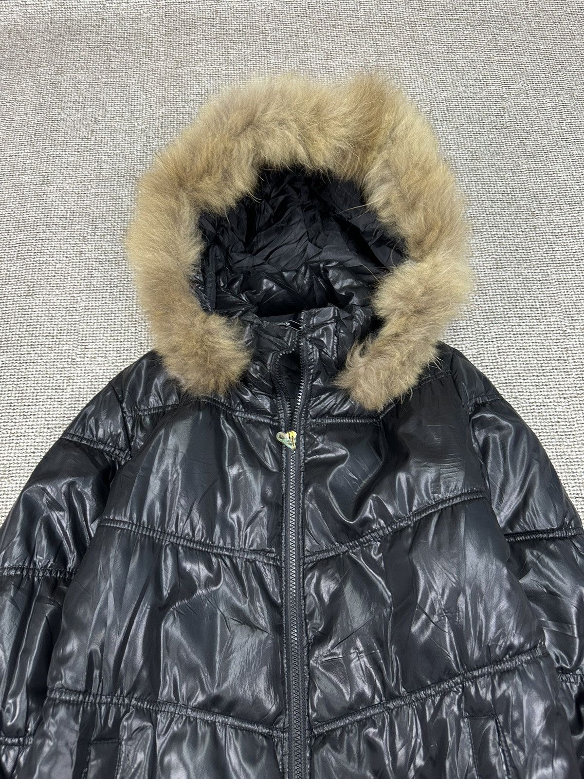 Le Grande Bleu (L.G.B.) Pendora Faux Fur Wax Puffer LGB Style Jacket Z254 Size US L / EU 52-54 / 3 - 3 Thumbnail