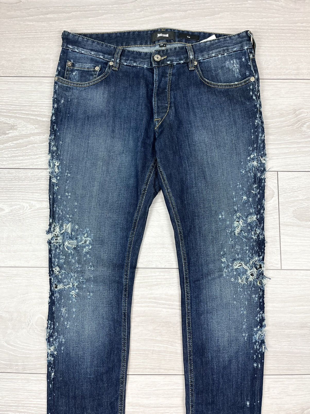 Just Cavalli Just Cavalli Italy Blue Denim Distressed Slim Jeans Pants Size US 34 / EU 50 - 4 Thumbnail