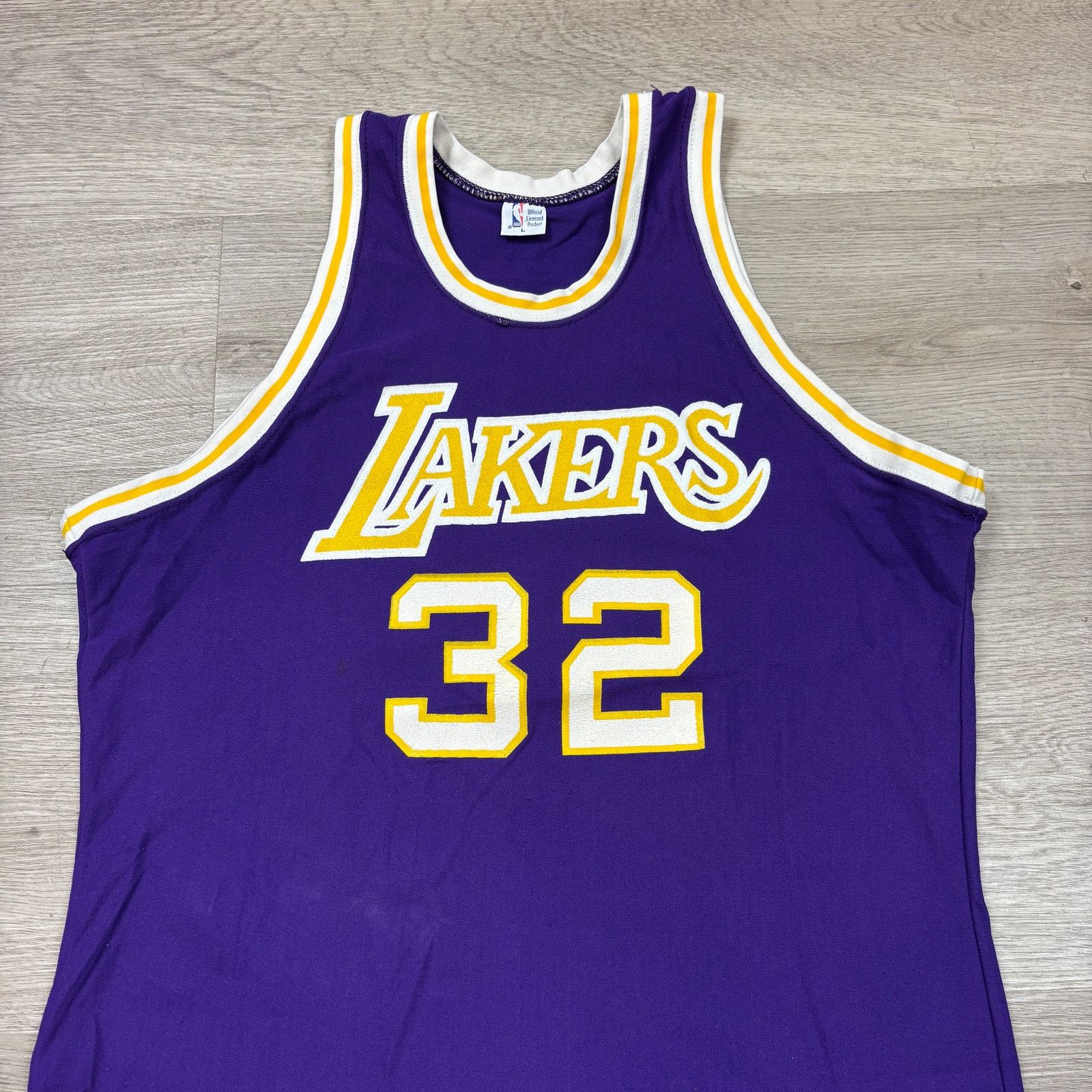 NBA × Vintage VTG Magic Johnson 32 Sand Knit LA Lakers Jersey NBA Large Size US L / EU 52-54 / 3 - 2 Thumbnail