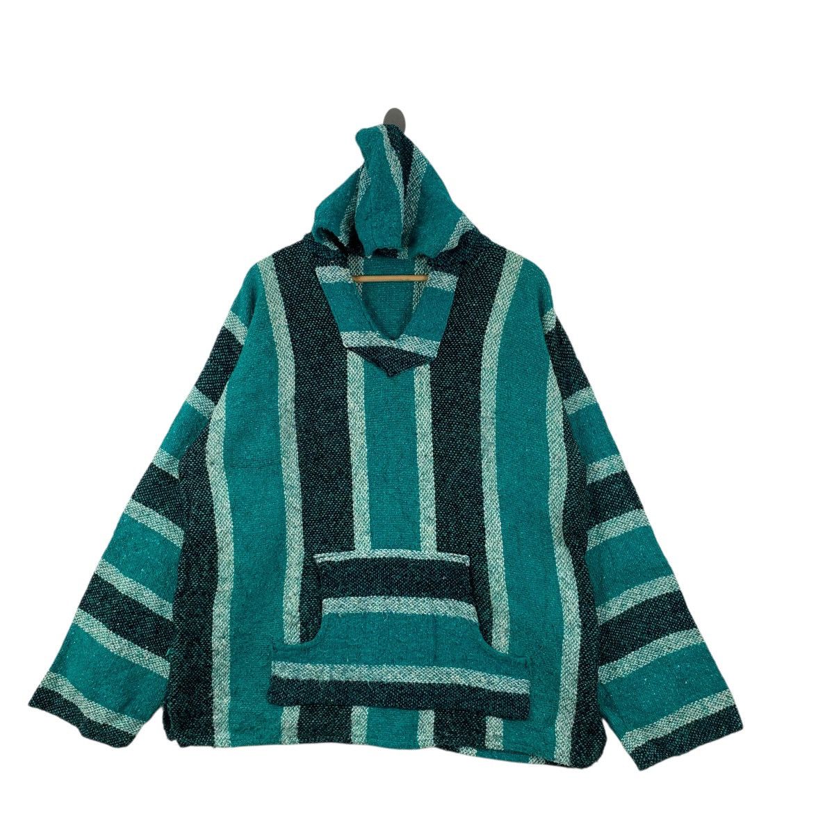 Vintage Vintage 80s MEXICAN BAJA PONCHO Chavitos Rug Woven Hoodie Size US XXL / EU 58 / 5 - 3 Thumbnail