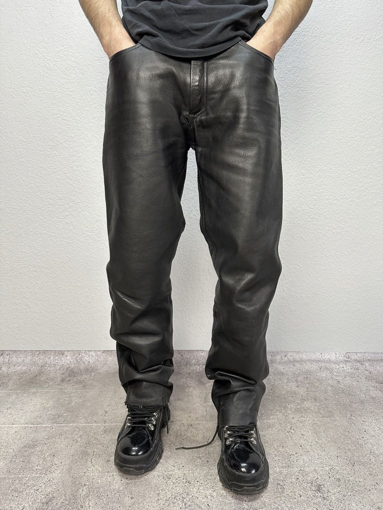 Leather × Vintage Vintage IXS Leather Pants Black Riding Y2K Archival Size US 27 - 1 Thumbnail