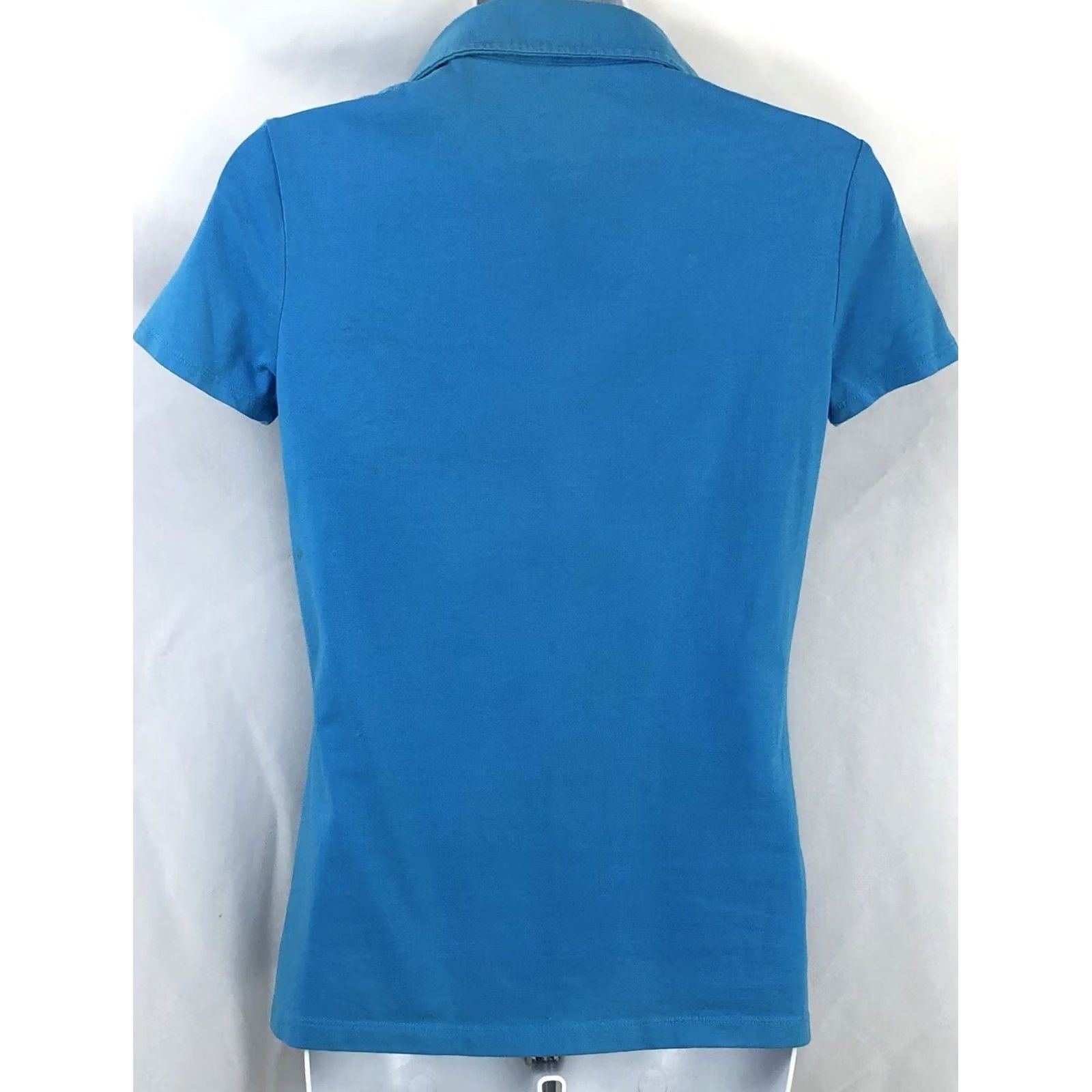 Tommy Hilfiger Vintage Tommy Hilfiger Polo Top XS Blue Ruffle V-Neck Short Sleeve Y2k 2000s Preppy Size XS / US 0-2 / IT 36-38 - 3 Thumbnail
